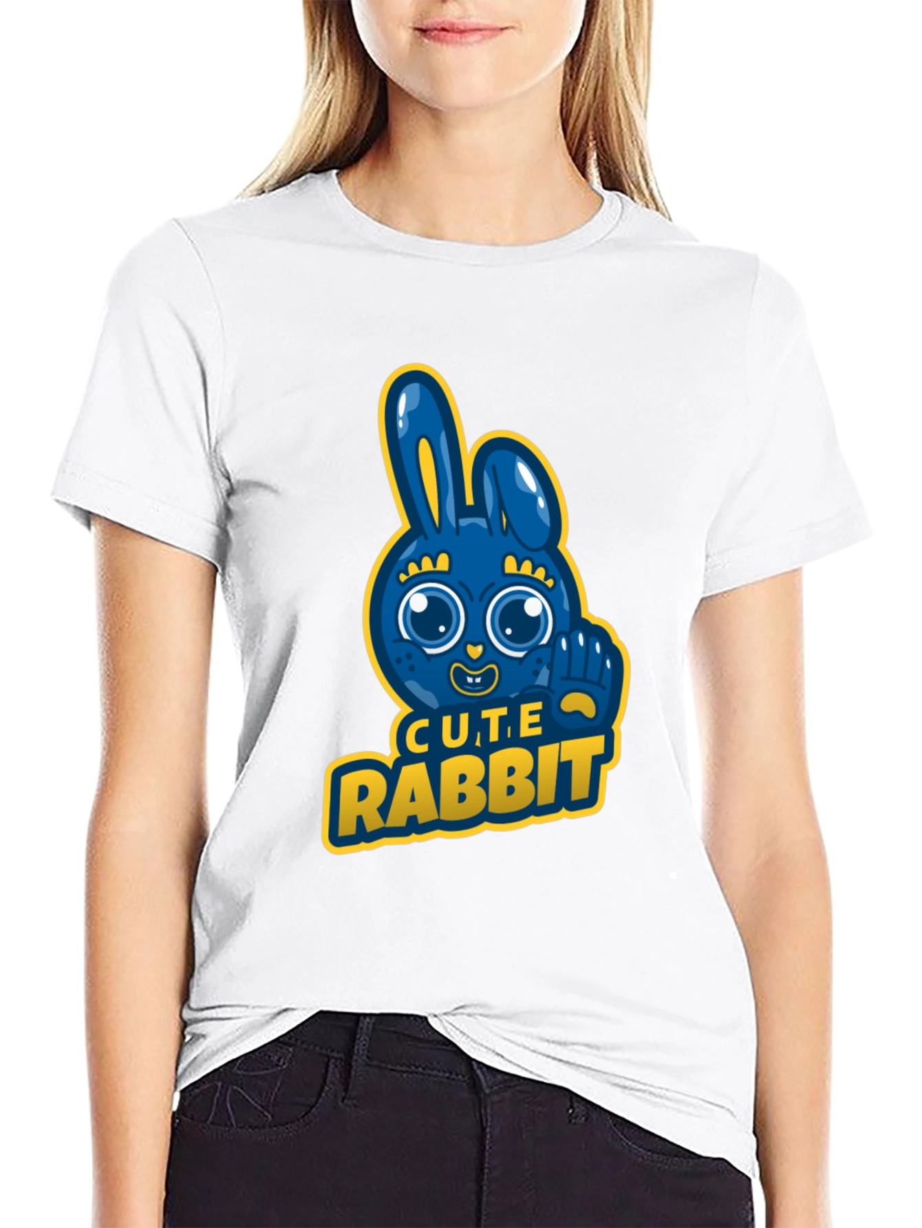 Black Cute Rabbit Graphic Tee - Fun & Stylish view 9