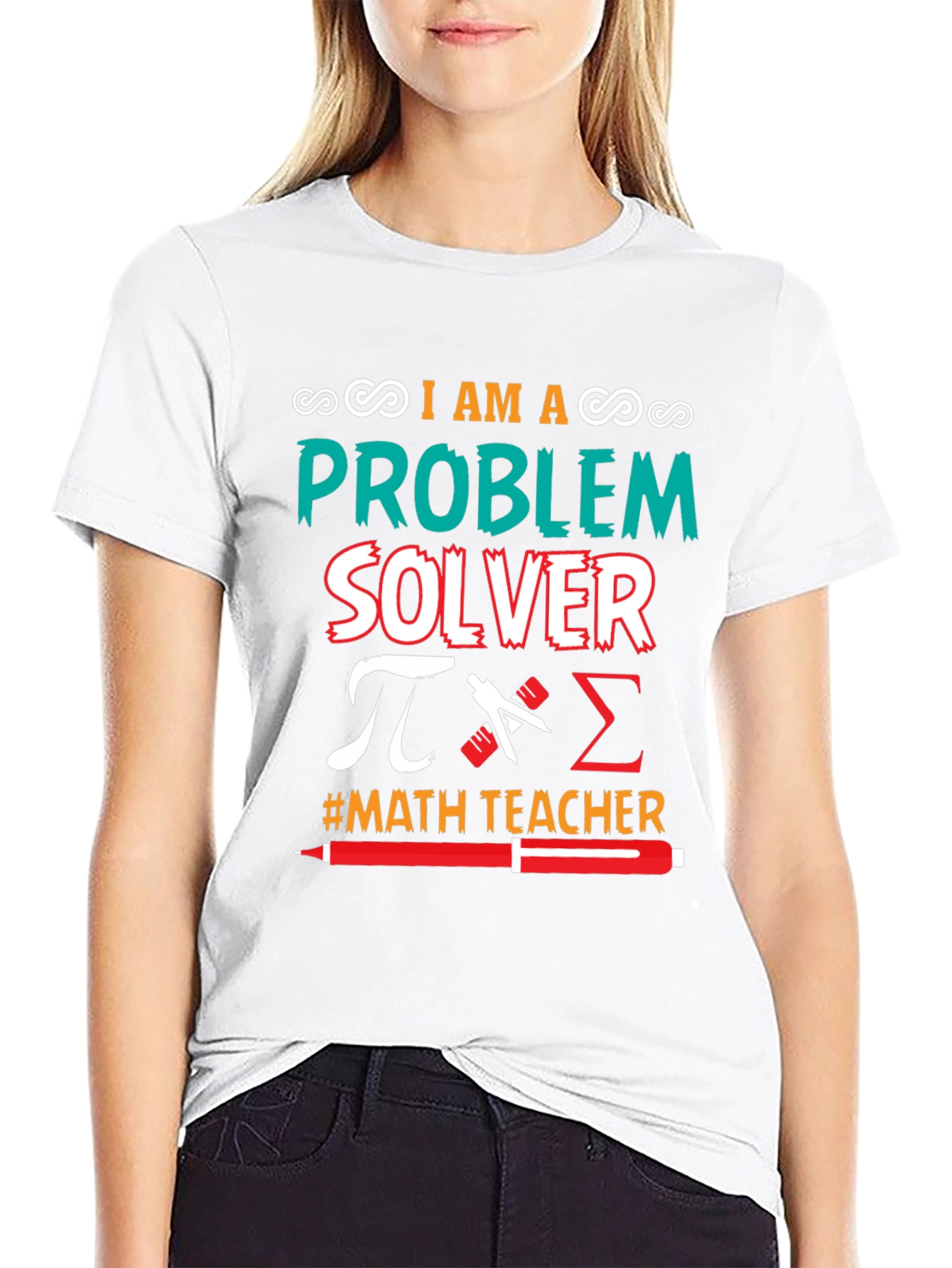 Black I Am a Problem Solver Math Teacher T-Shirt view 9
