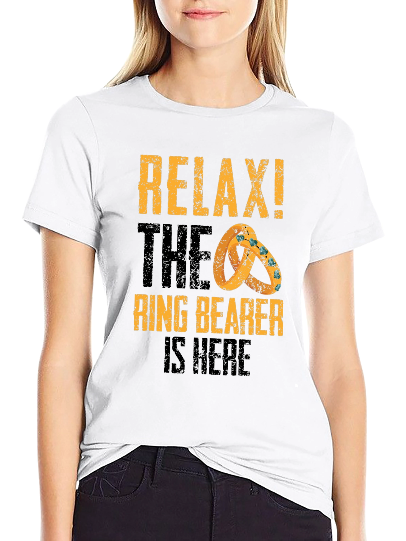 Black Relax! The Ring Bearer Is Here Graphic T-Shirt view 9