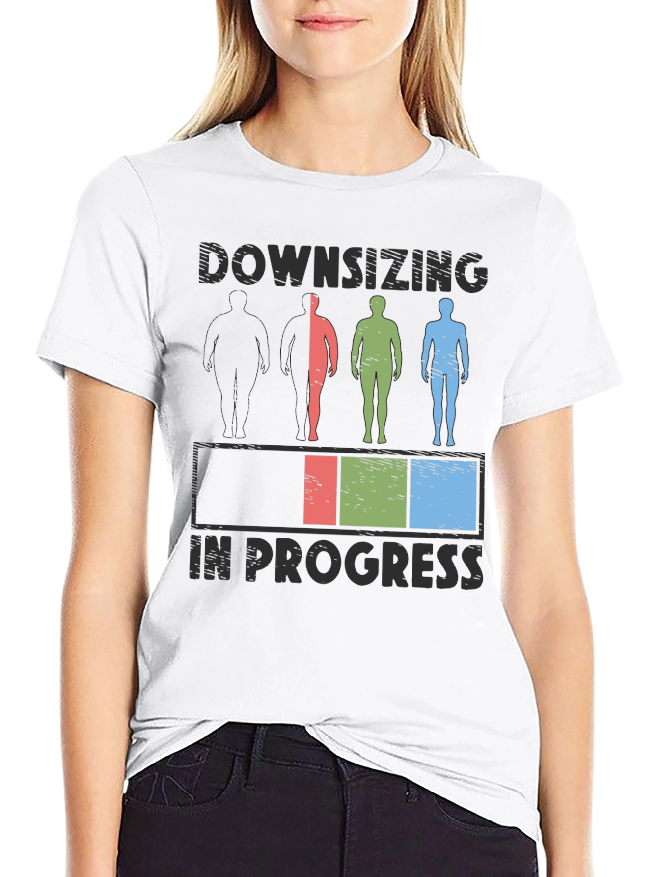 Black Downsizing In Progress T-Shirt - Weight Loss Humor view 9