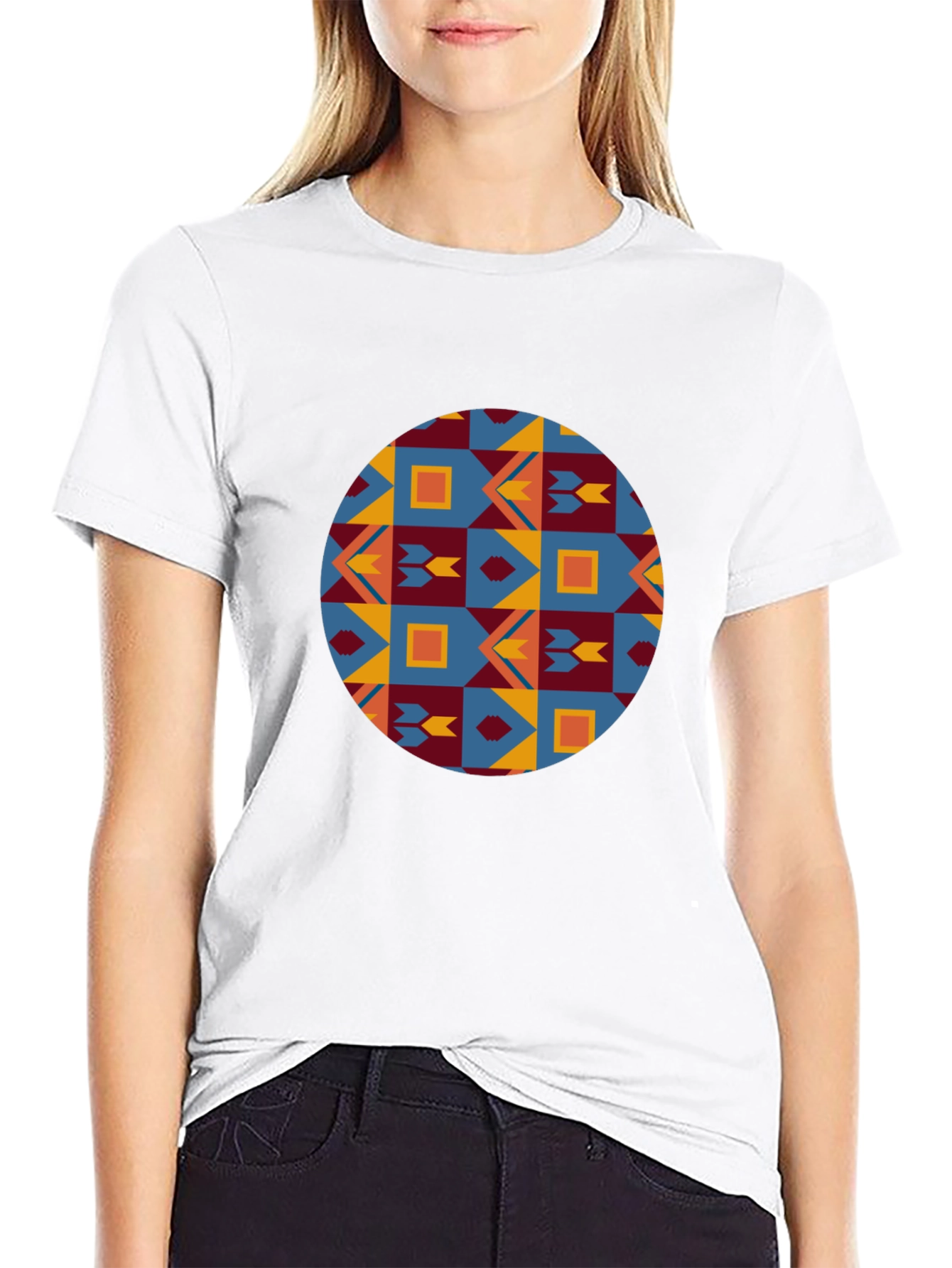 Black Geometric Circle Pattern Tee view 9