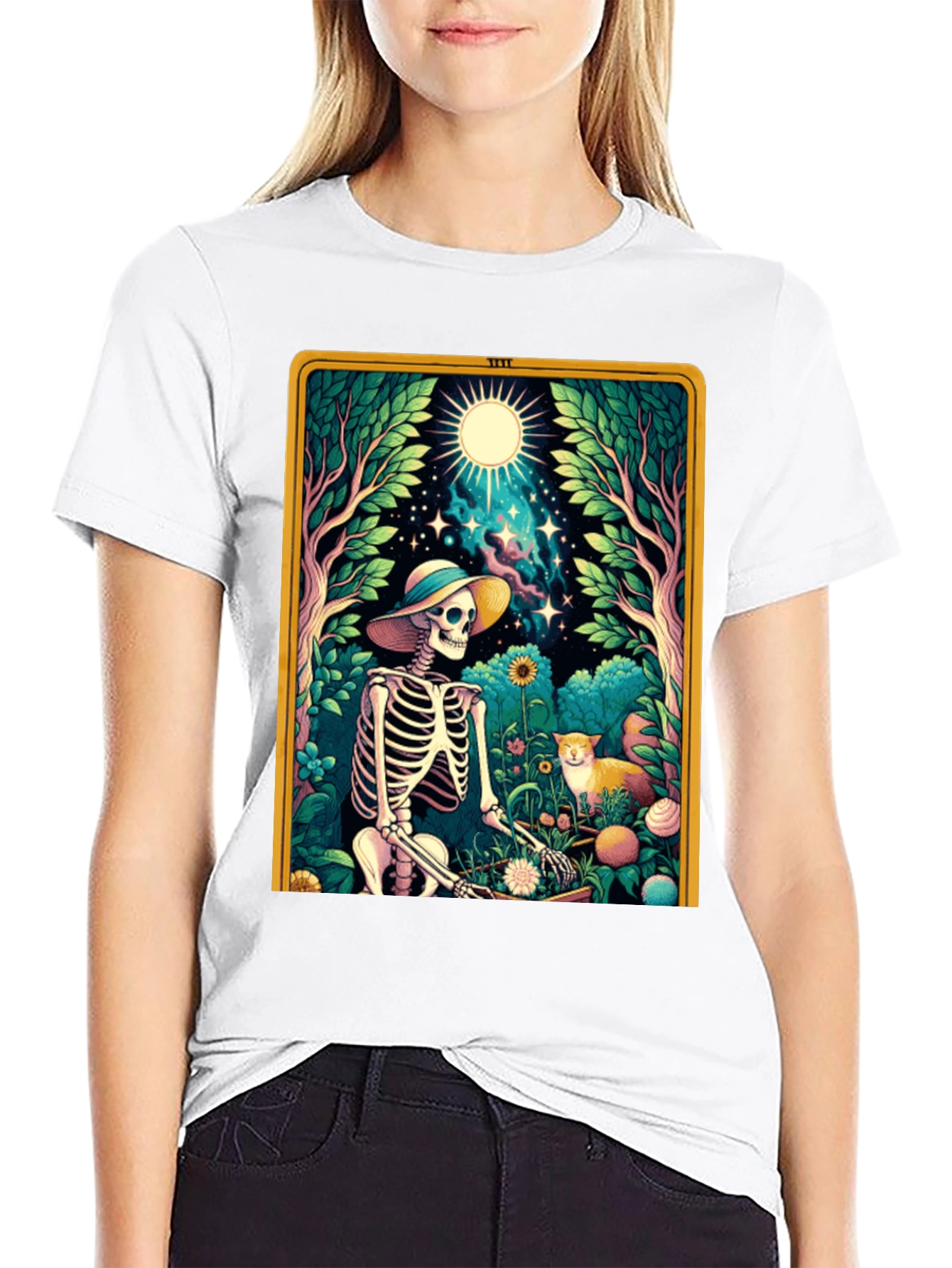 Black Skeleton Gardener Graphic Tee view 9
