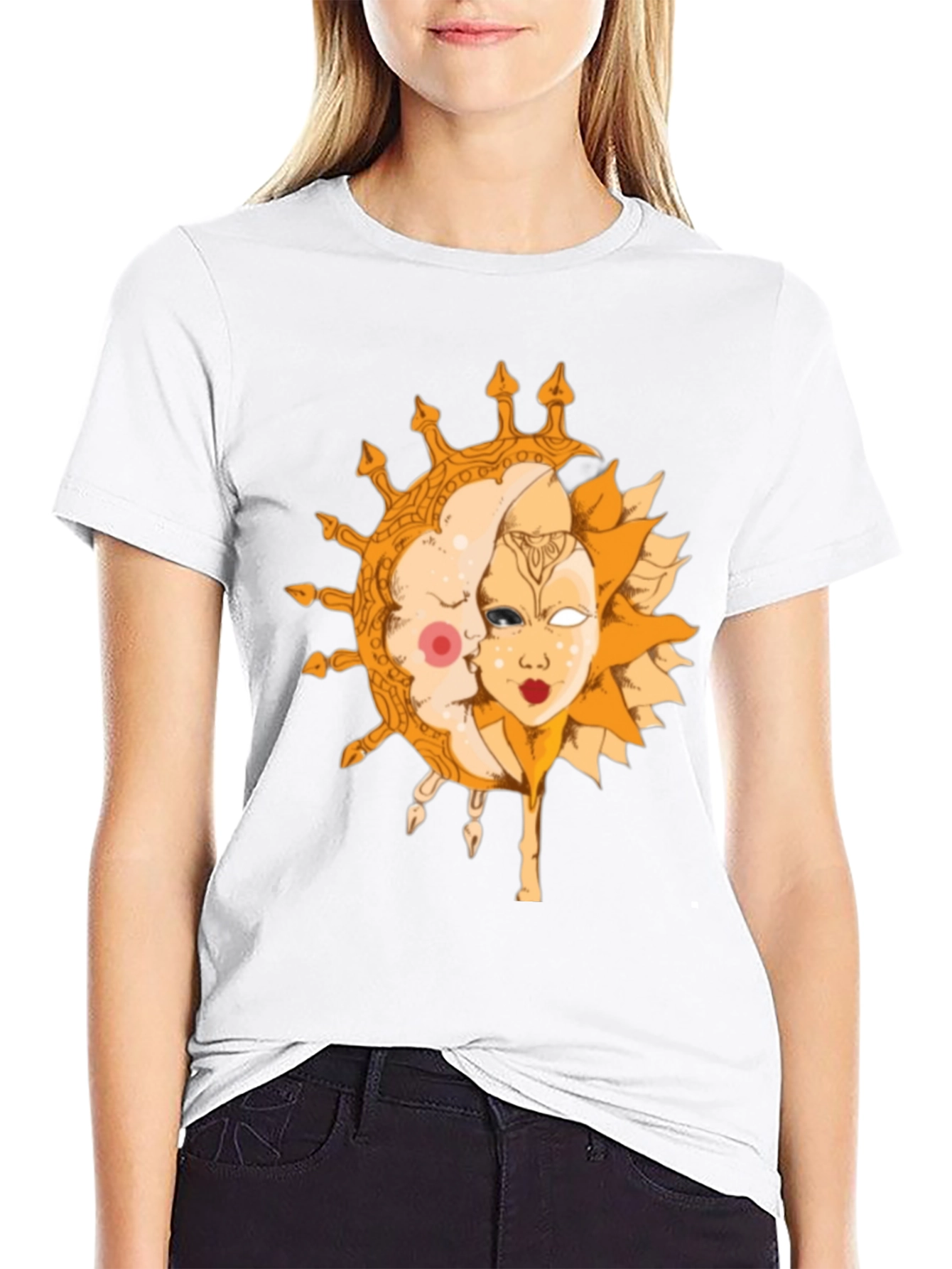 Black Sun and Moon Graphic Tee - Celestial Design view 9