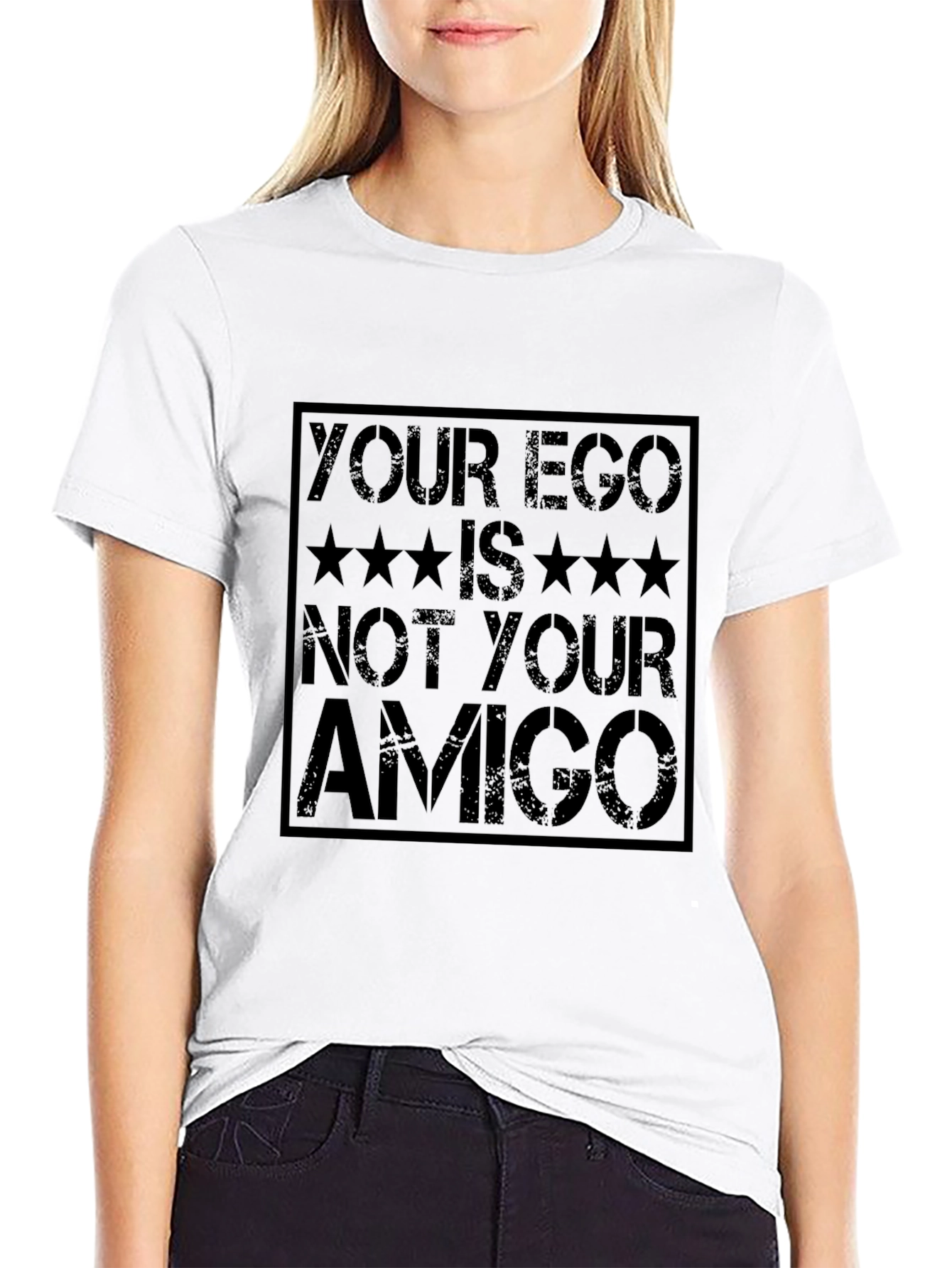 Black Your Ego Is Not Your Amigo Graphic Tee - Black view 9