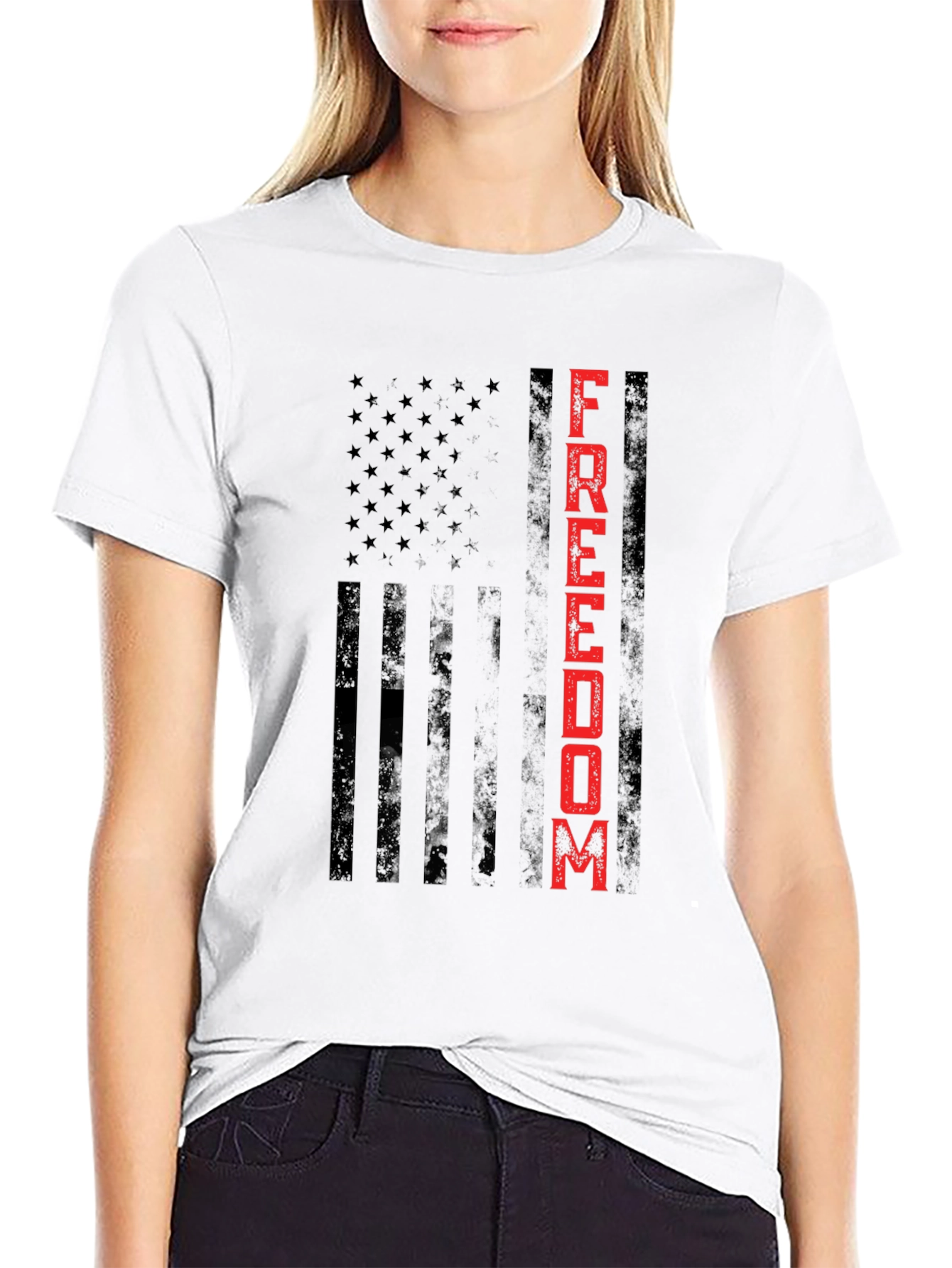 Black Freedom Flag Graphic Tee - Patriotic Design view 9