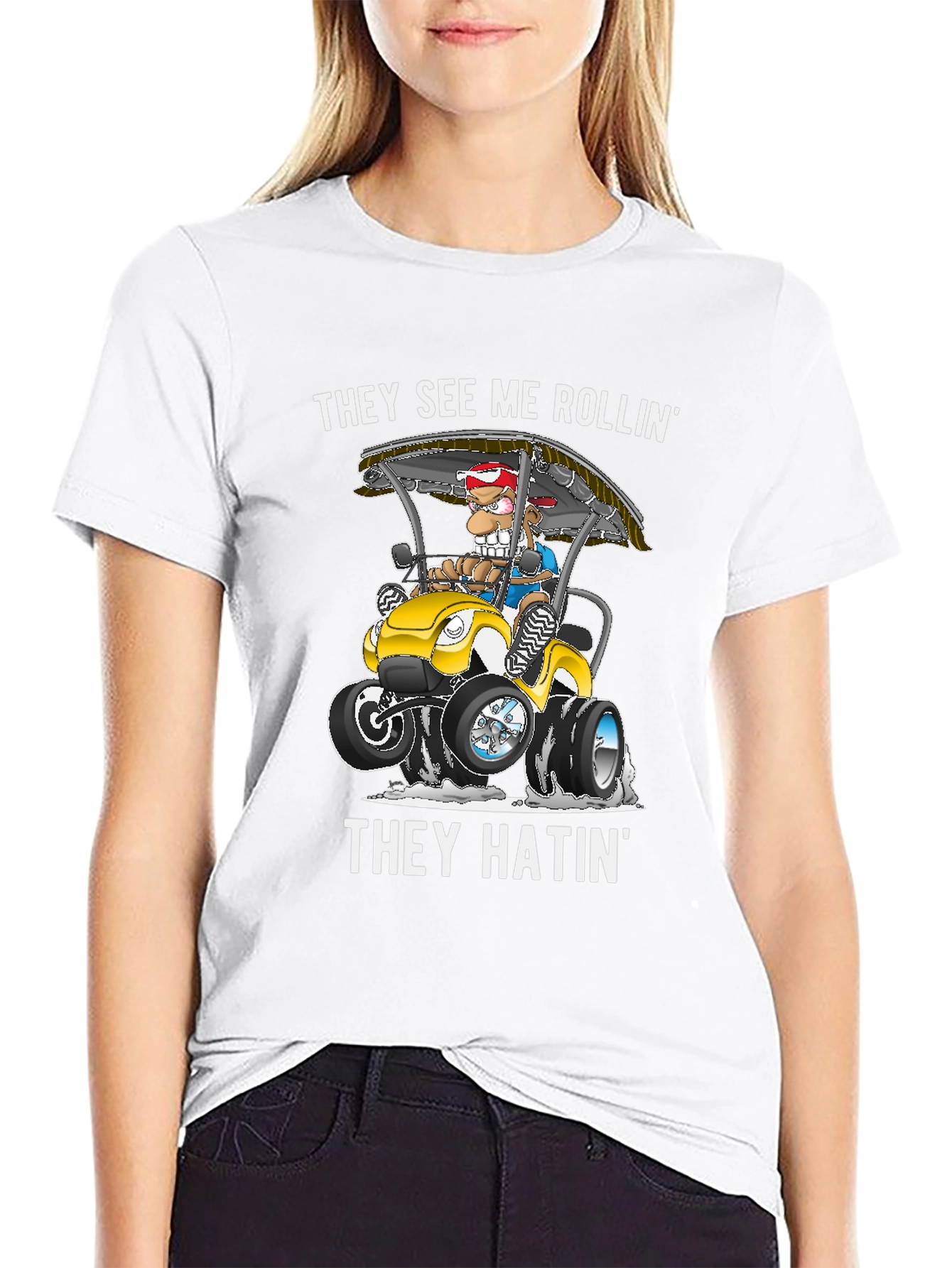 Black They See Me Rollin' T-Shirt Funny Graphic Tee view 9