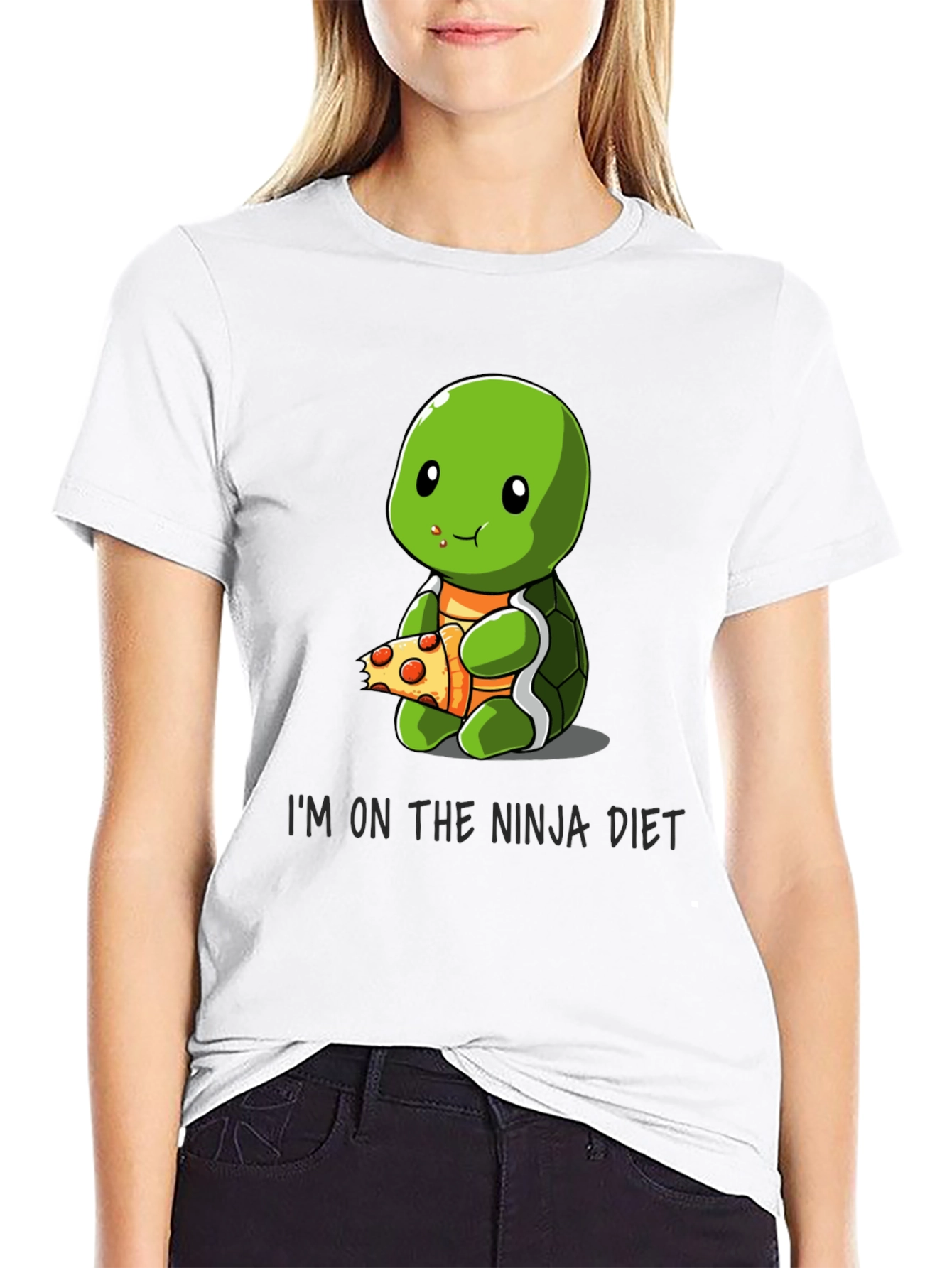 Black Ninja Turtle Diet T-Shirt Funny Pizza Lover Tee view 9