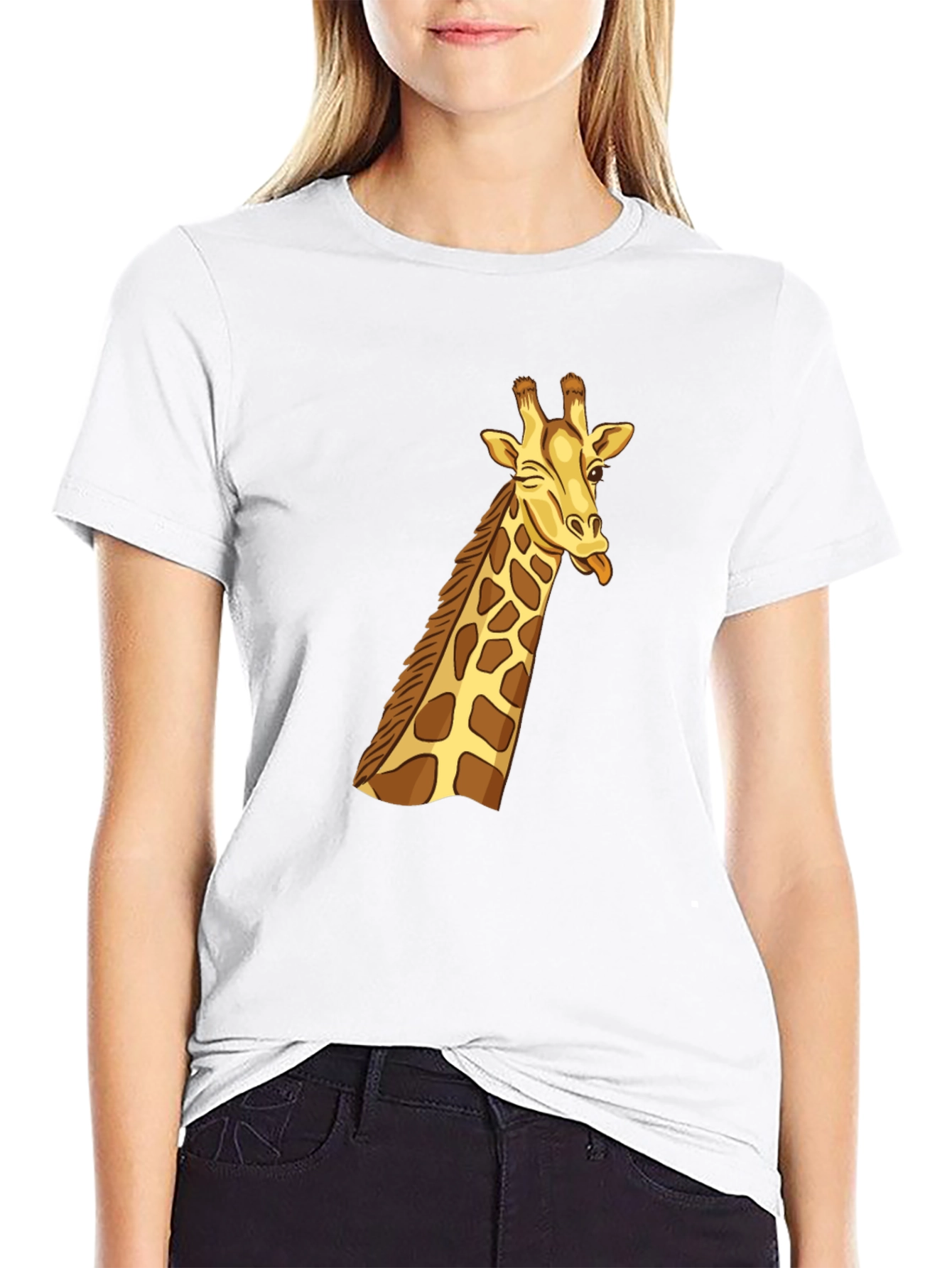 Black Black Giraffe Graphic Tee - Novelty Cartoon T-Shirt view 9