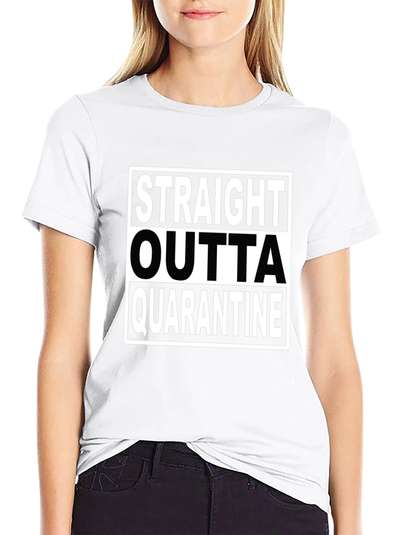 Black Straight Outta Quarantine Black T-Shirt view 9