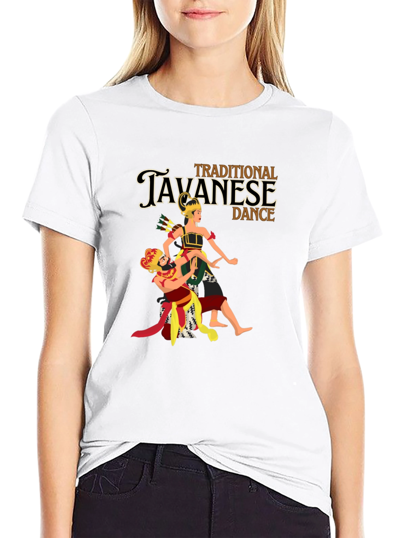 Black Javanese Dance Graphic Tee - Black Cotton Blend T-Shirt view 9