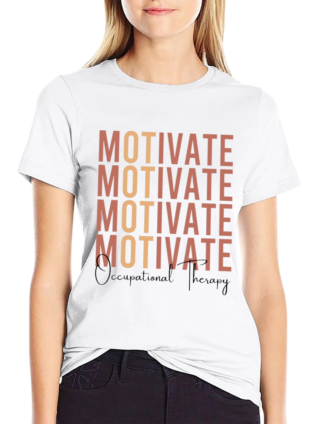 Black Motivate Occupational Therapy Graphic Tee view 9