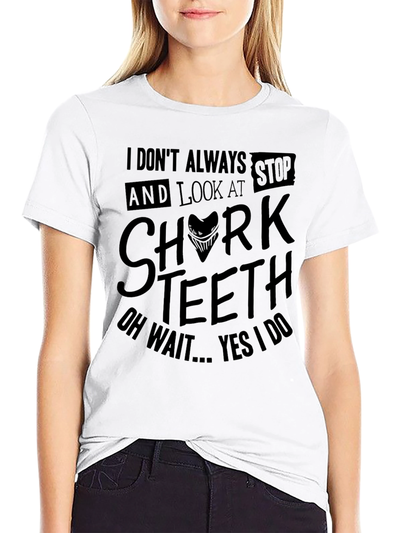 Black Shark Teeth Graphic Novelty Men's T-Shirt view 9