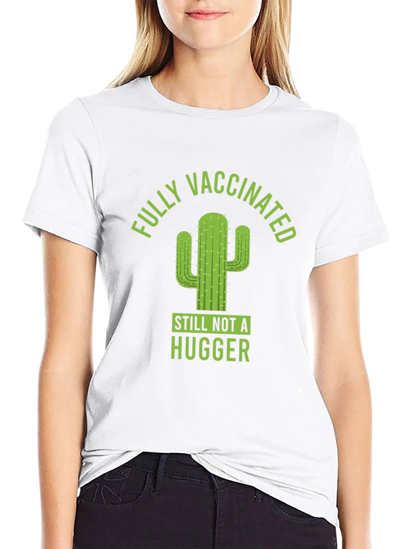 Black Fully Vaccinated Cactus Graphic T-Shirt view 9