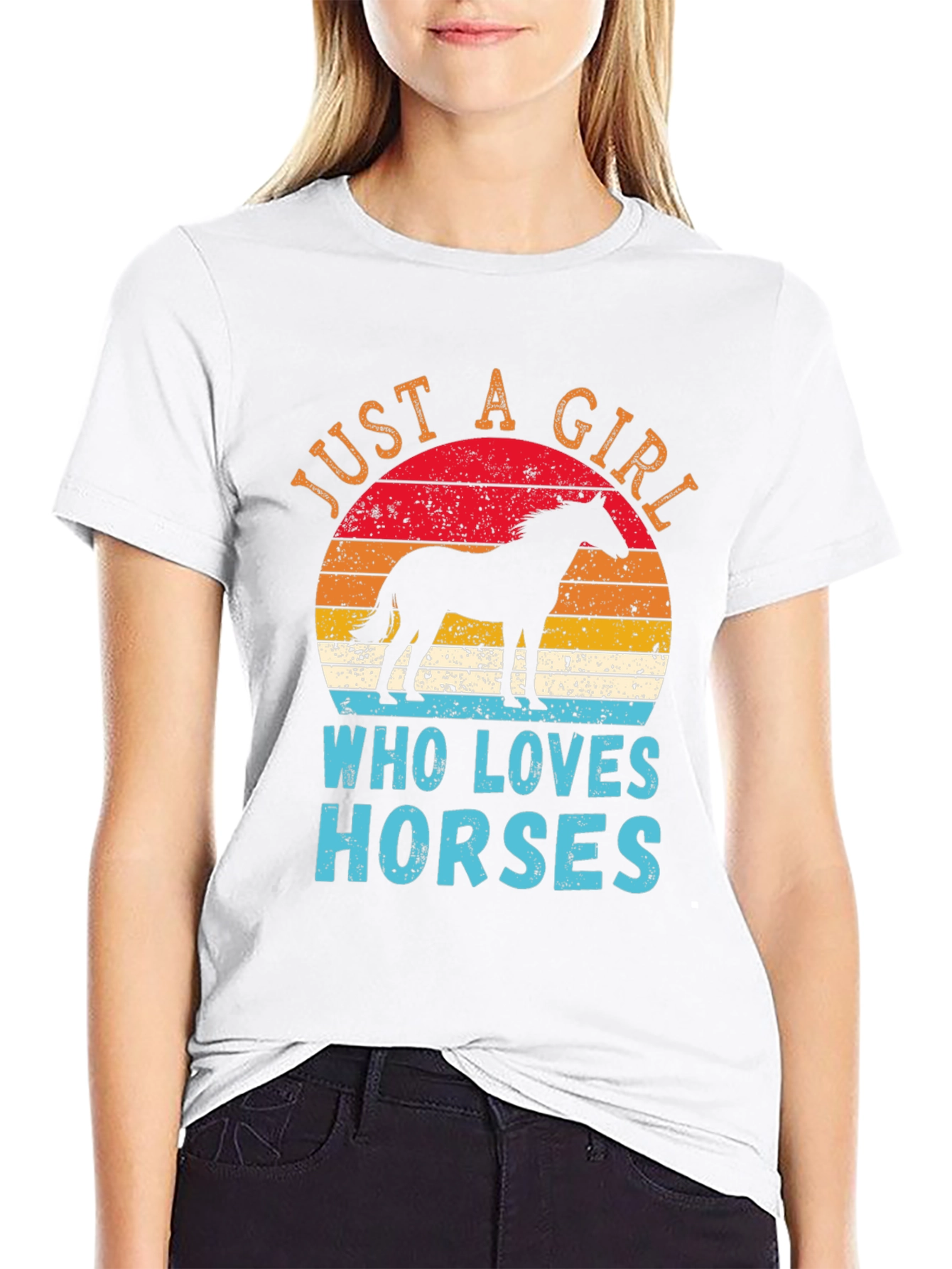 Black Just A Girl Who Loves Horses Black T-Shirt view 9