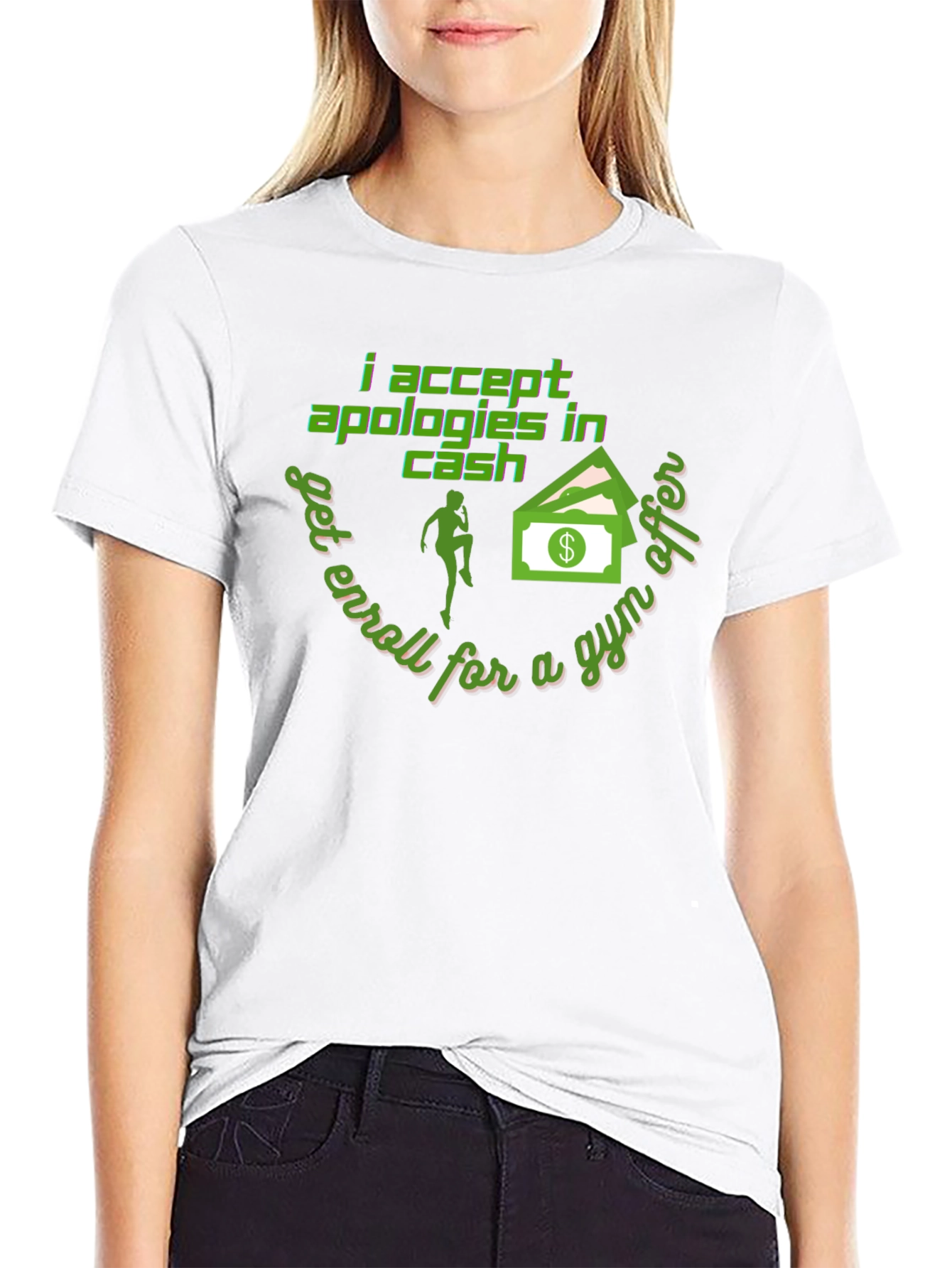 Black I Accept Apologies In Cash - Funny Gym T-Shirt view 9