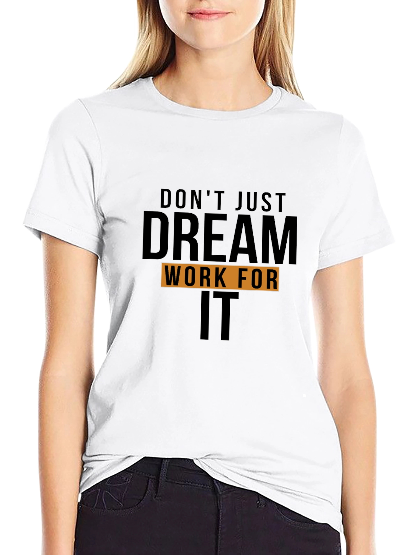 Black Motivational "Dream Work It" Black T-Shirt view 9