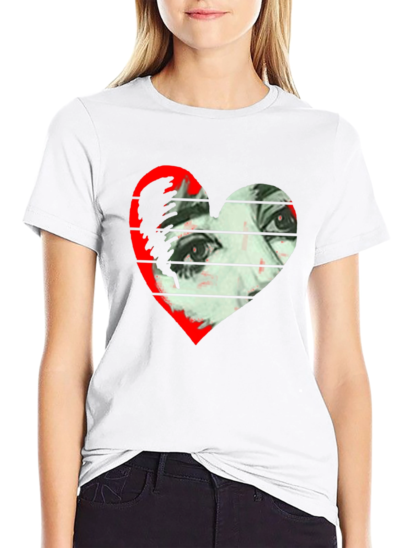 Black Heart Eyes Graphic Tee - Modern Art T-Shirt view 9