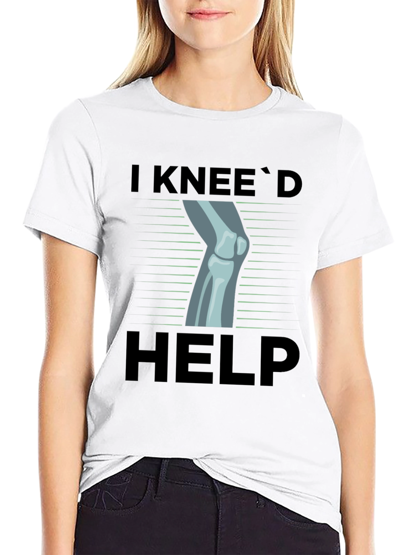 Black I Knee'd Help Funny Bone T-Shirt view 9