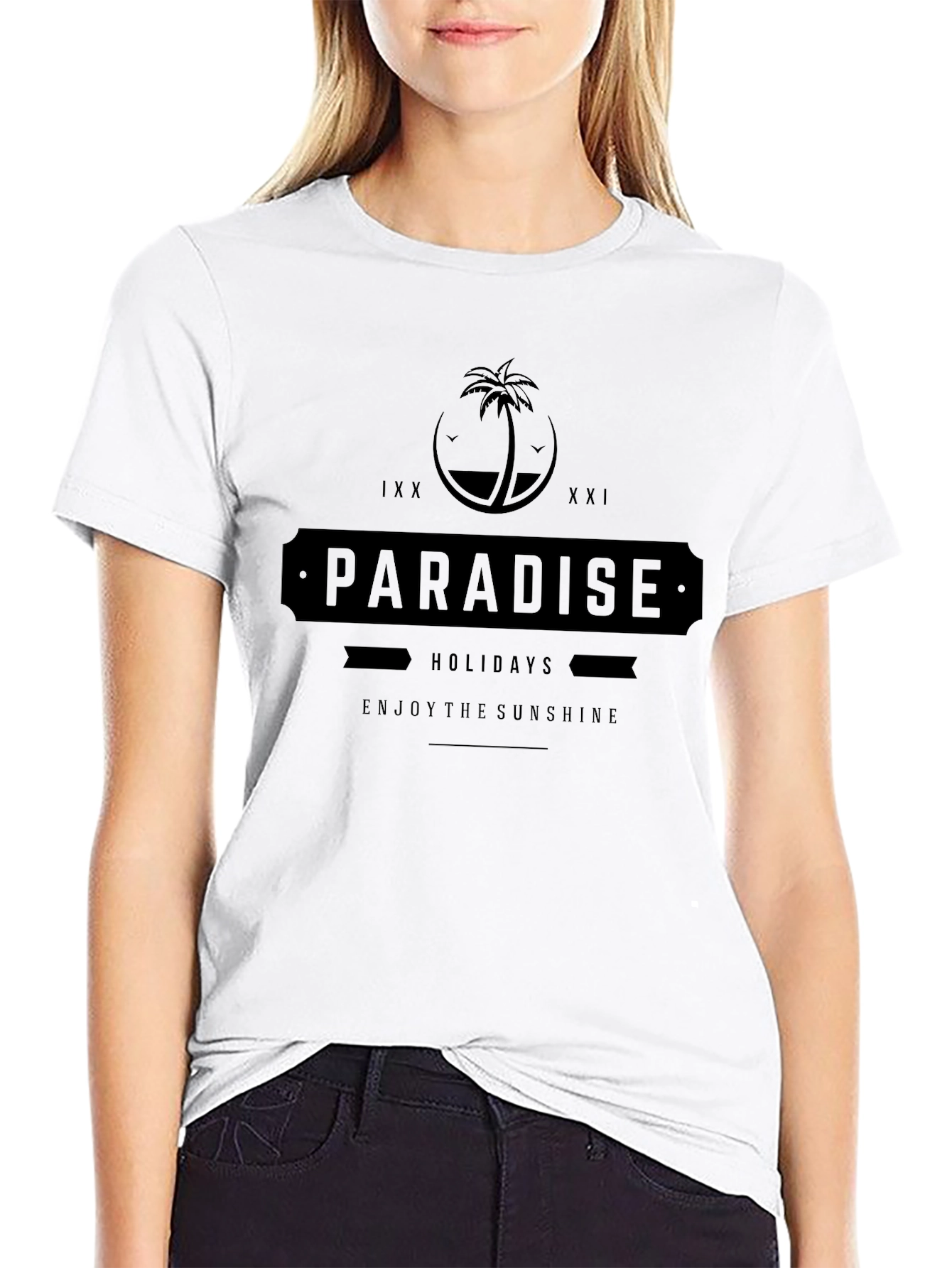 Black Paradise Holidays Black Graphic T-Shirt view 9