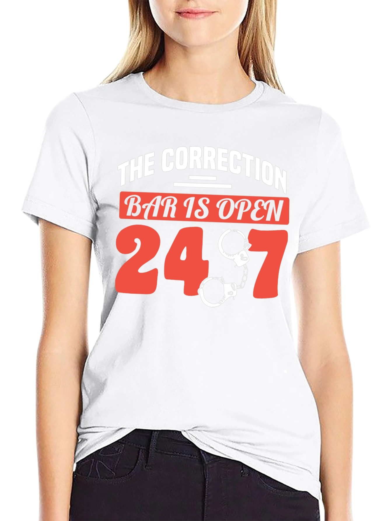 Black The Correction Bar is Open 24/7 Graphic T-Shirt view 9