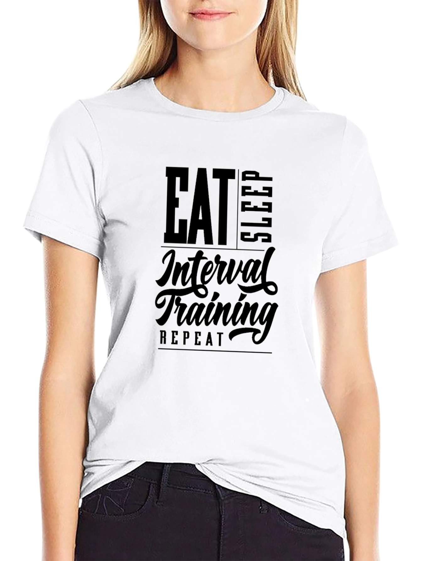 Black Eat Sleep Interval Training Repeat T-Shirt view 9