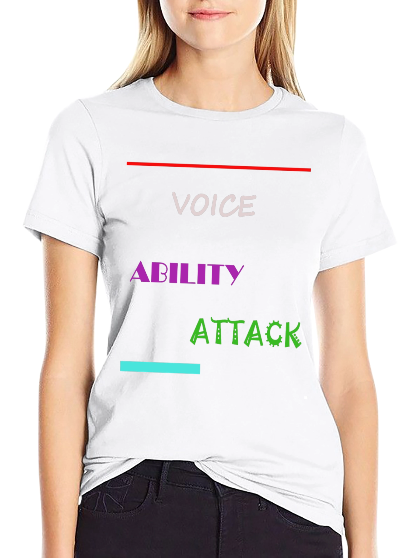 Black Voice Ability Attack Graphic T-Shirt view 9