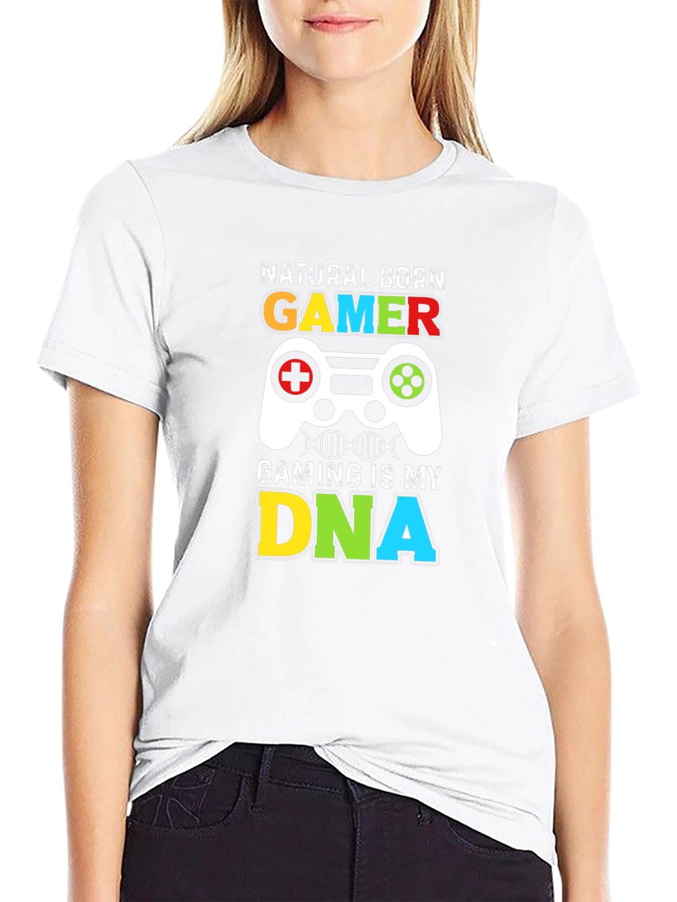 Black Natural Born Gamer T-Shirt - Gaming is My DNA view 9