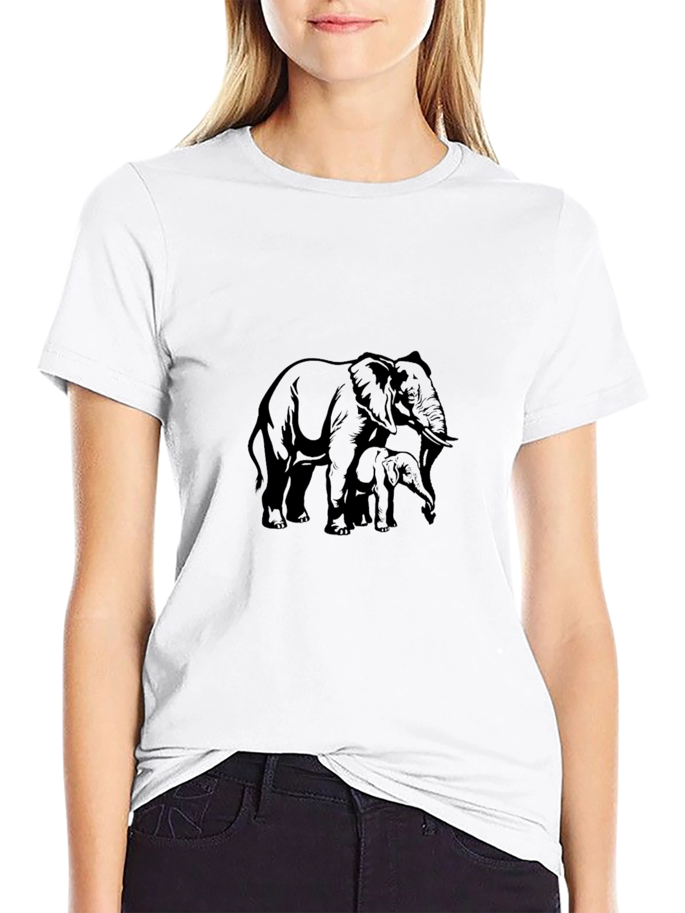 Black Elephant Graphic T-Shirt - Black Cotton Tee view 9