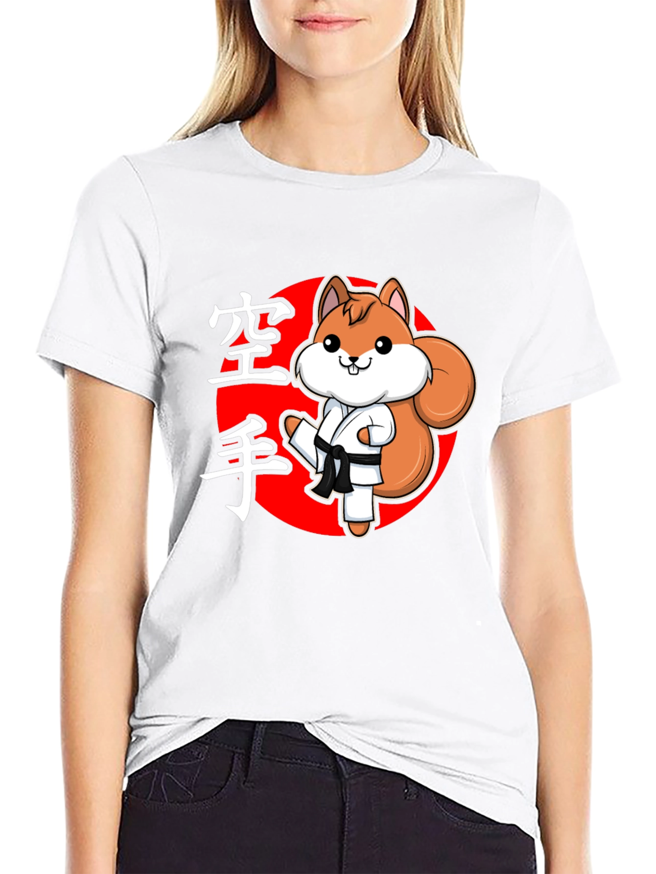 Black Karate Squirrel Black T-Shirt view 9