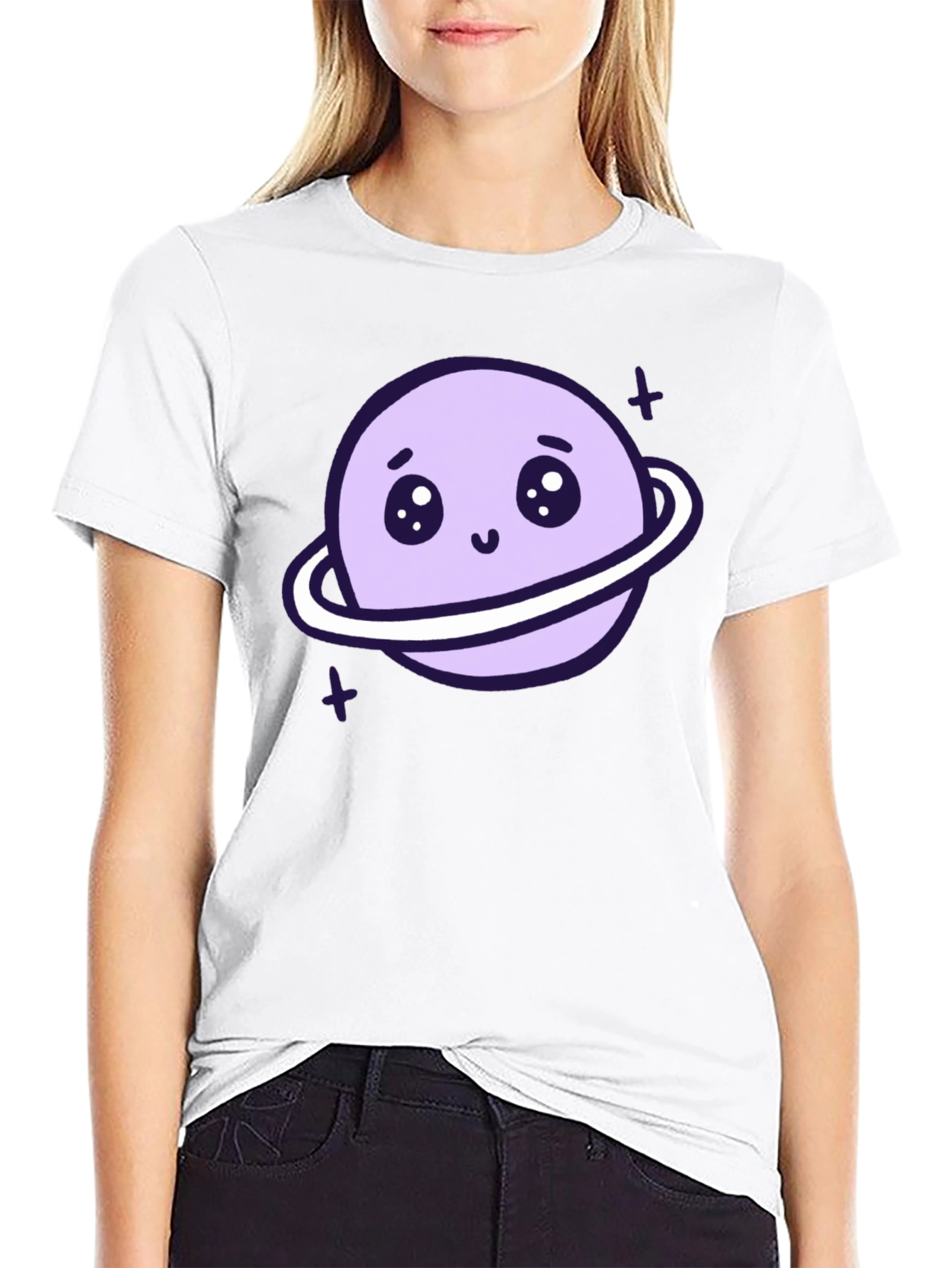Black Cute Planet Graphic T-Shirt - Black view 9