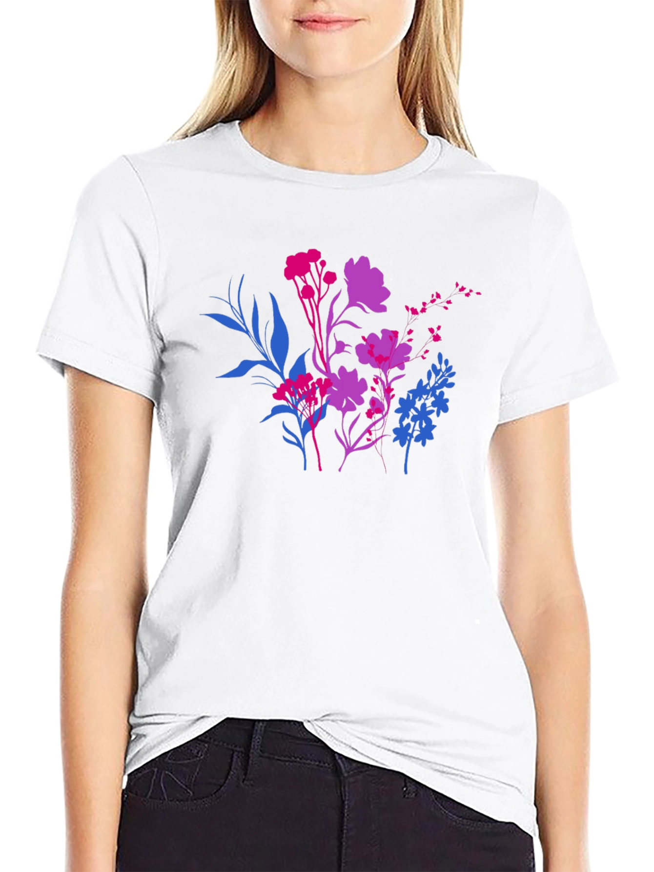 Floral Bi Pride T-Shirt - Bisexual Pride Flowers Tee - 9