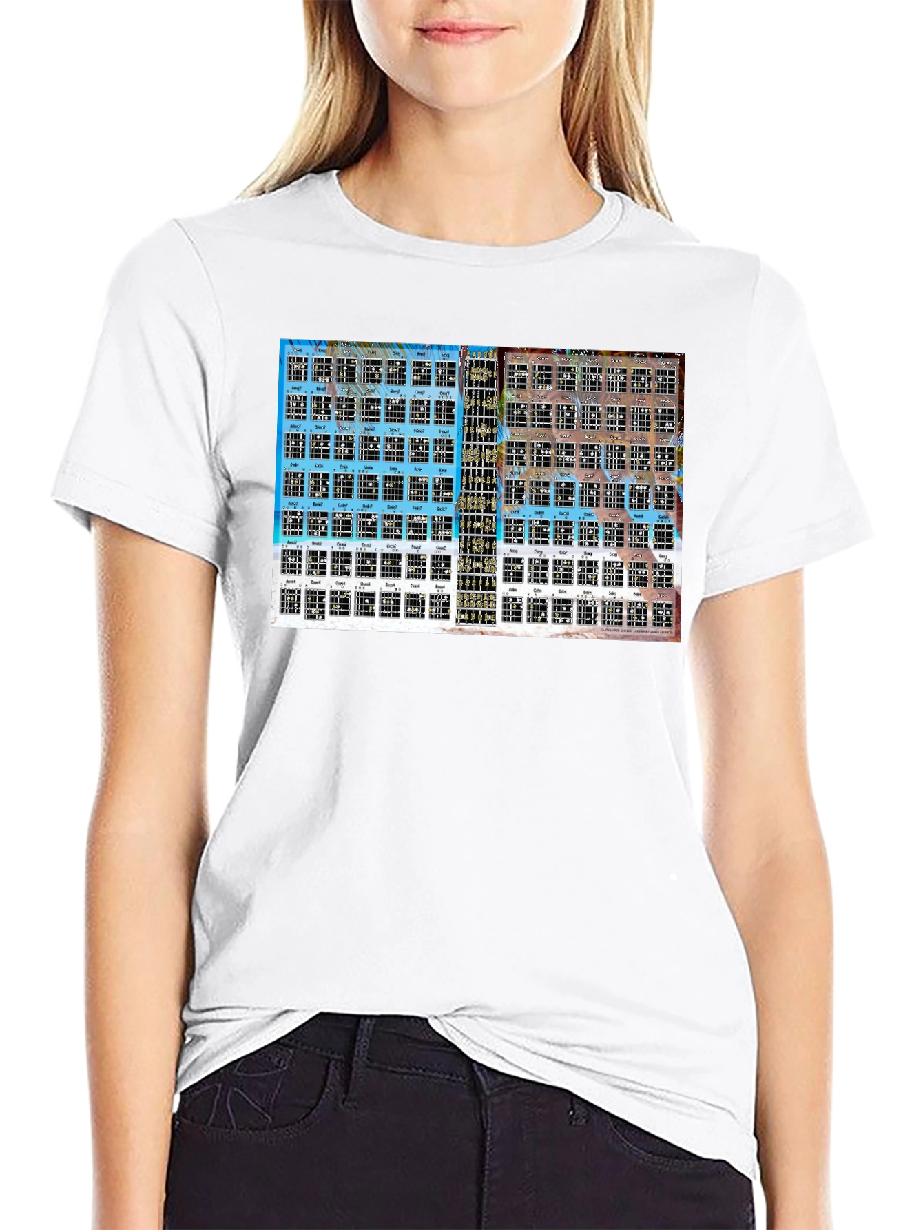 Black Guitar Chord Chart T-Shirt - Black view 9