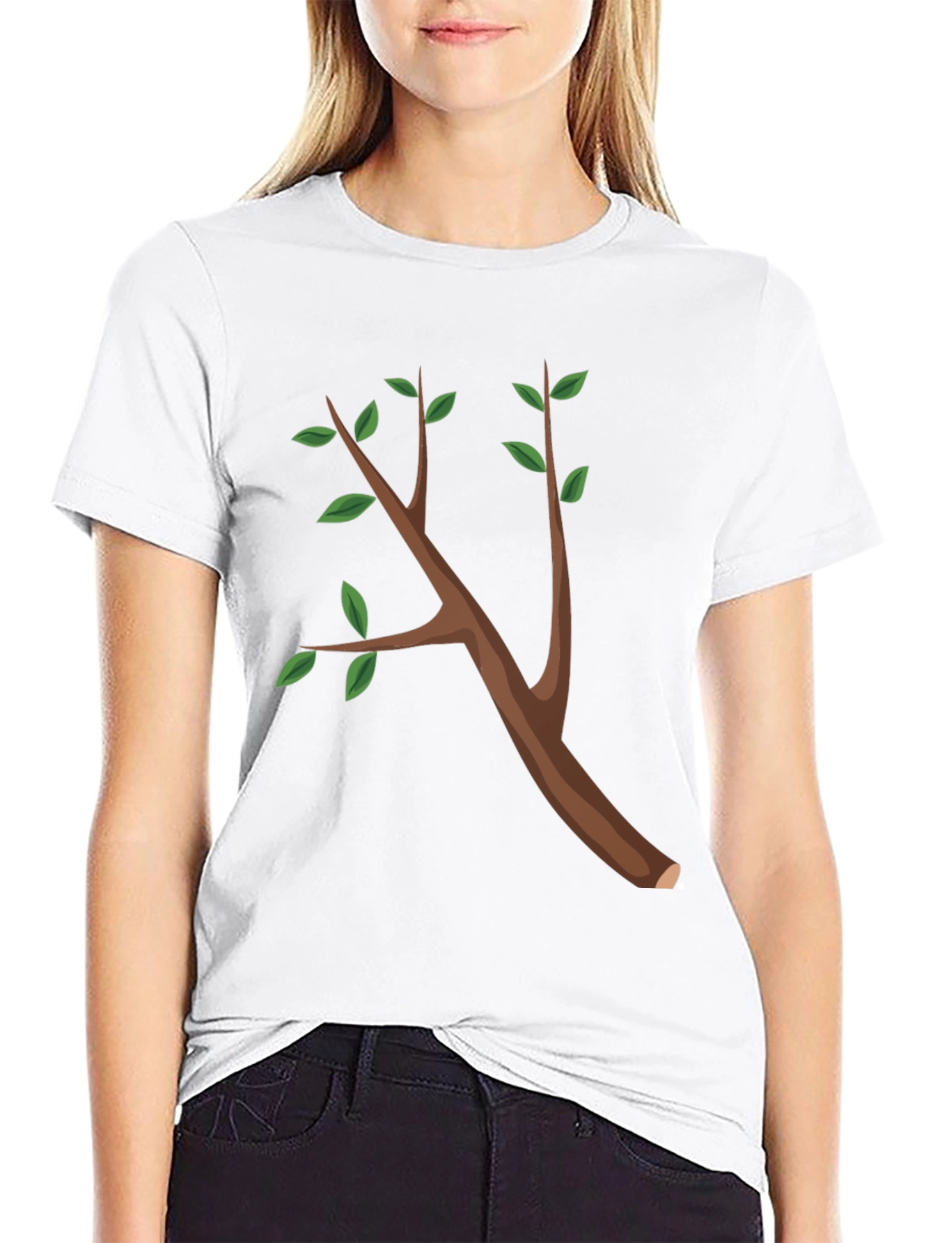 Black Nature Branch Graphic Tee - Black Cotton T-Shirt view 9