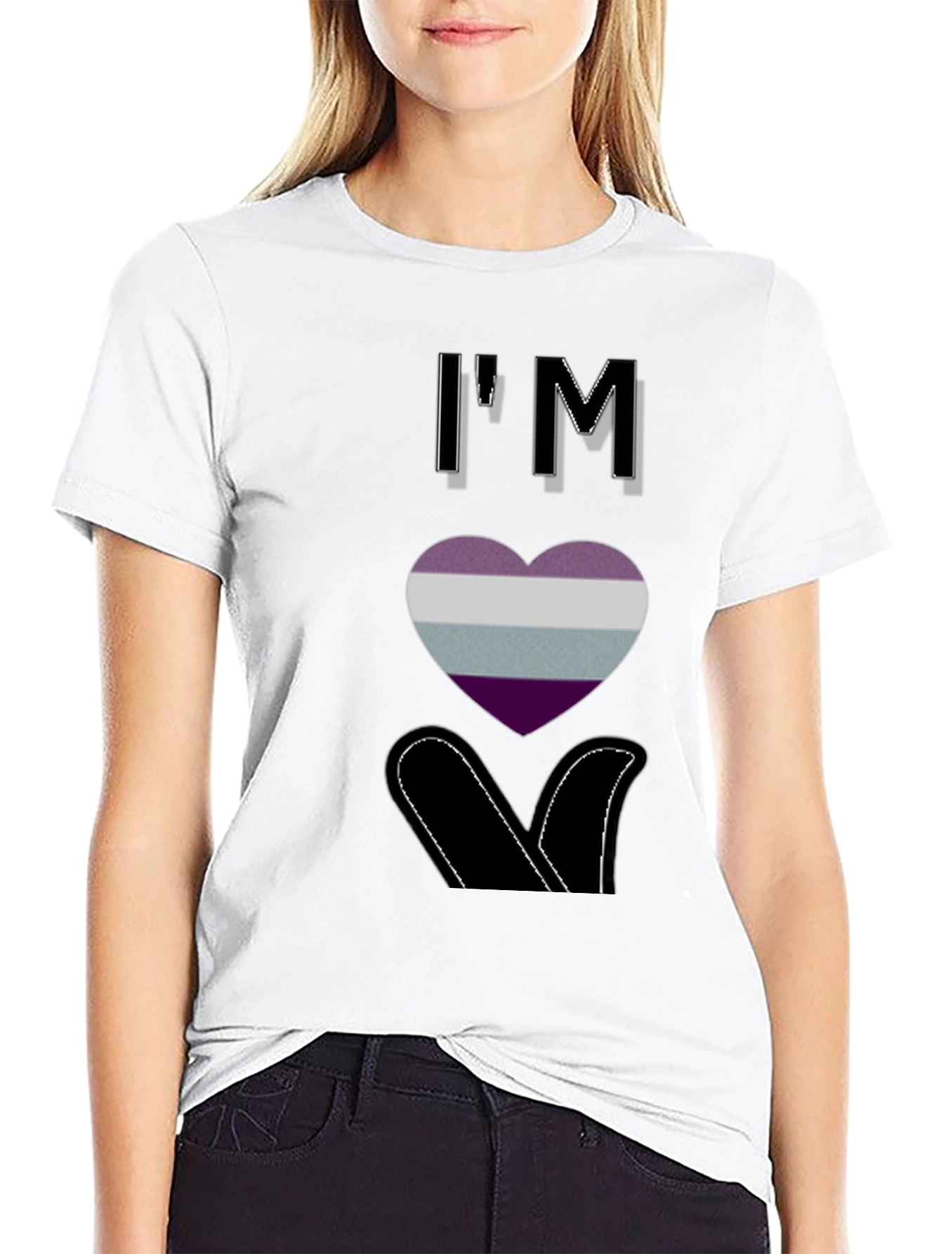Black Asexual Pride T-Shirt - I'm Ace Heart Design view 9