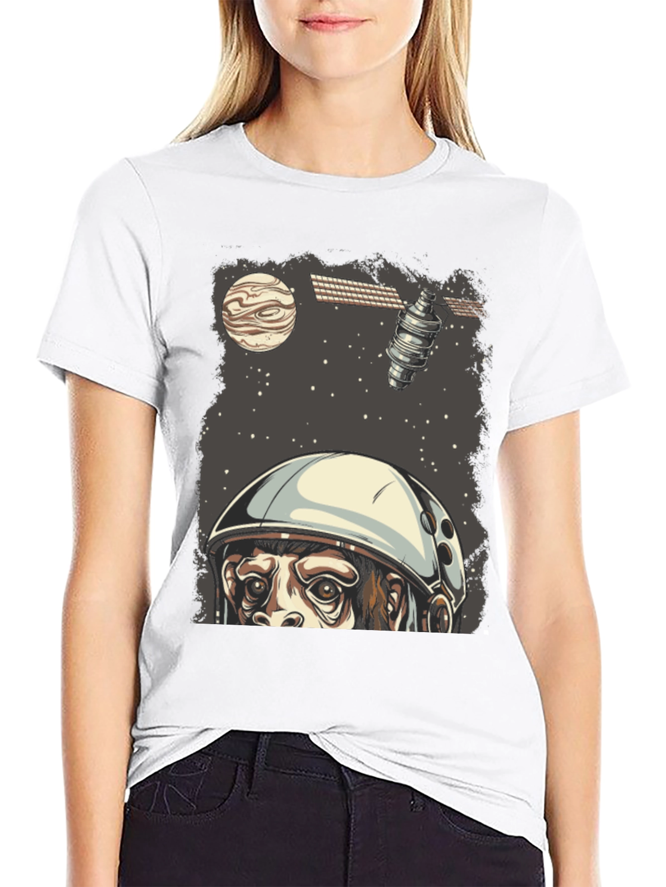 Black Astro Monkey T-Shirt - Space Adventure view 9