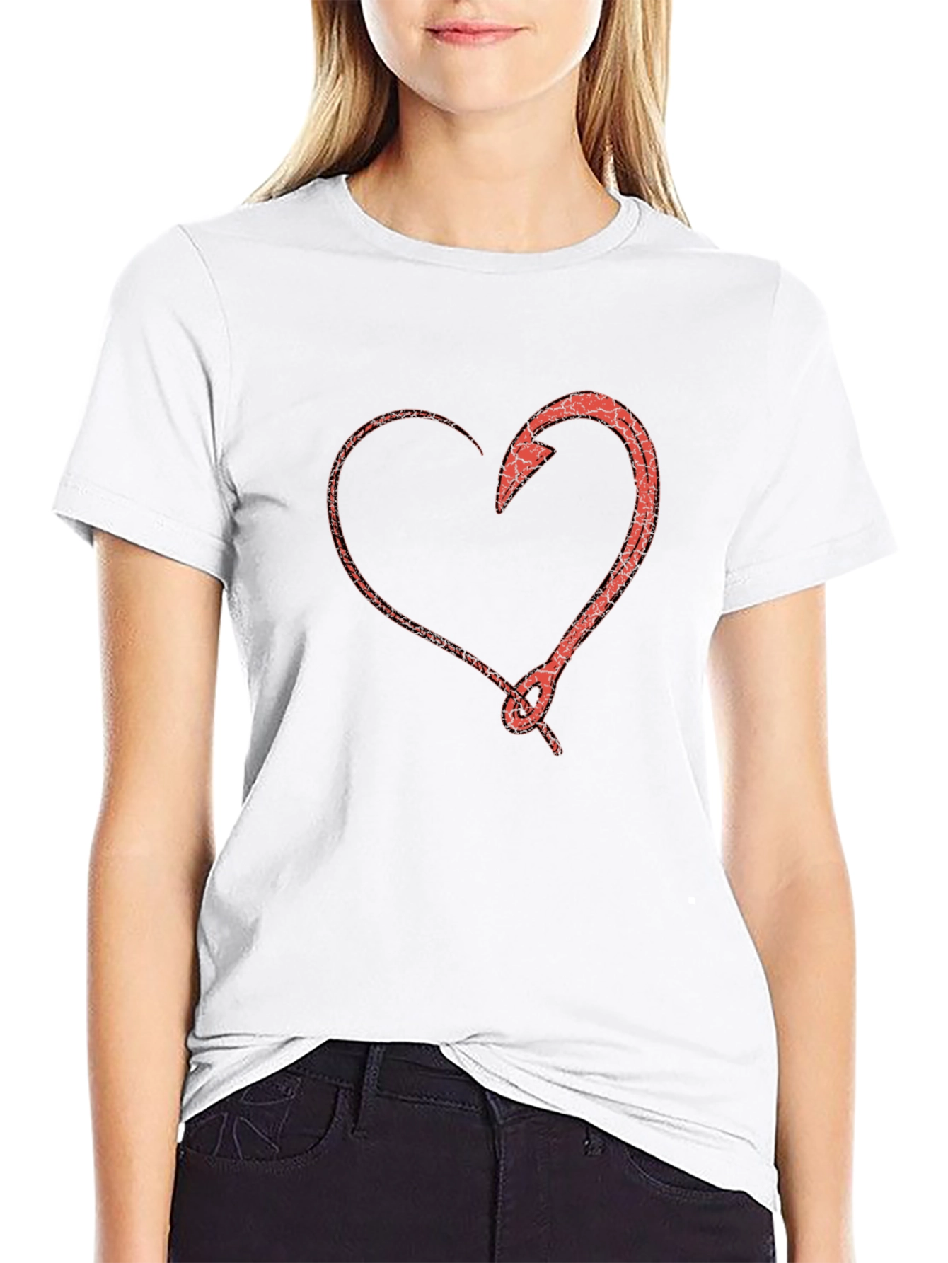 Black Heart Hook T-Shirt - Fishing Love Tee view 9