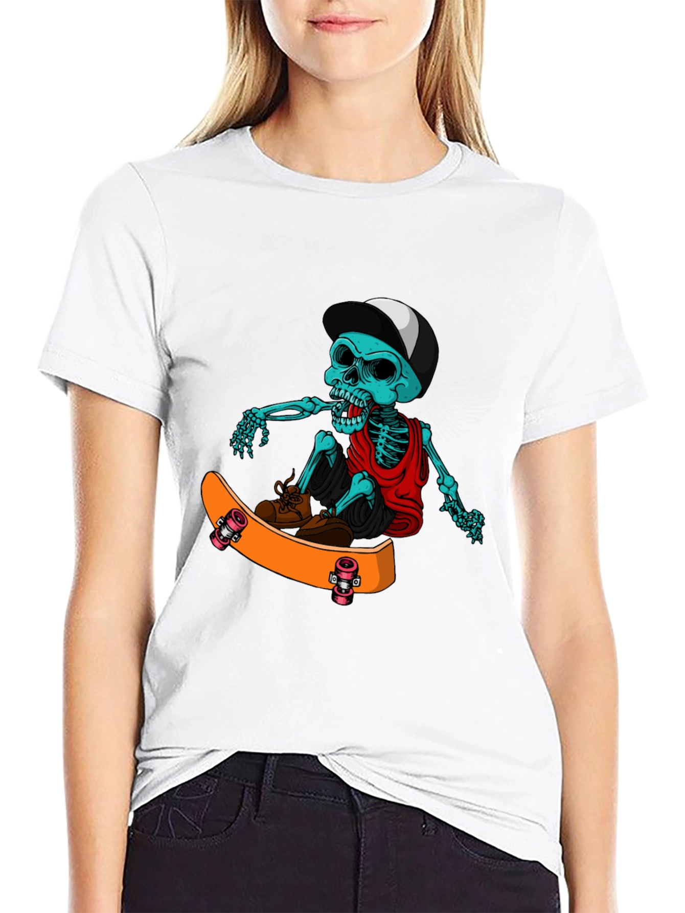 Black Skateboarding Skeleton T-Shirt view 9