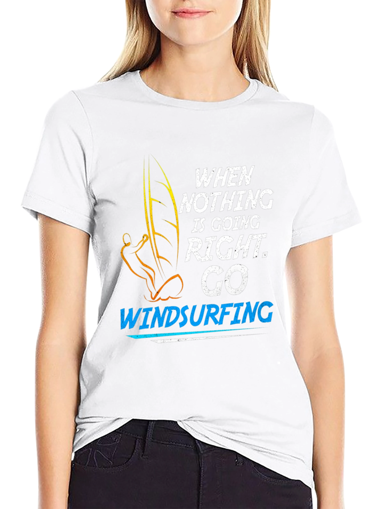 Black Windsurfing T-Shirt: When Nothing is Going Right, Go Windsurfing view 9