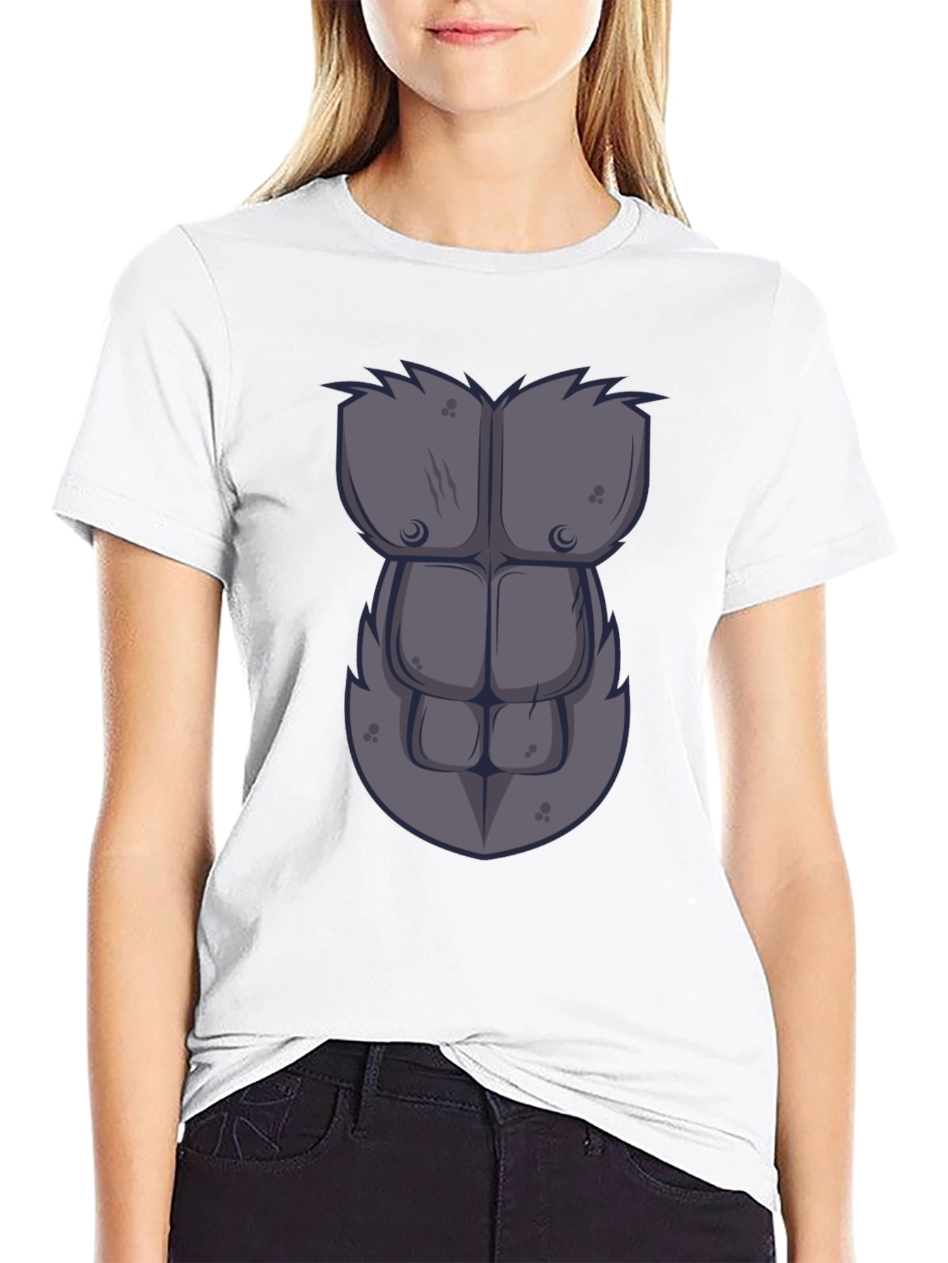 Black Gorilla Chest Graphic Tee - Novelty Muscle Shirt view 9
