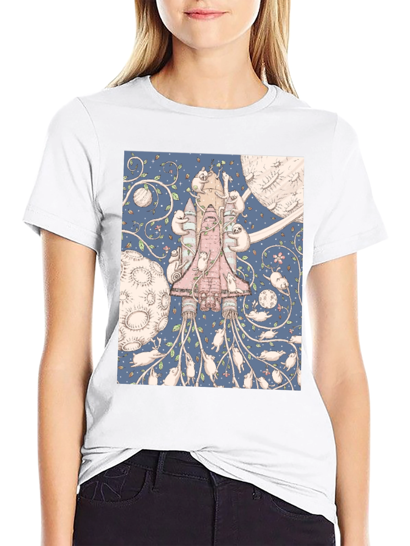 Black Space Sloth T-Shirt - Unique Graphic Tee view 9