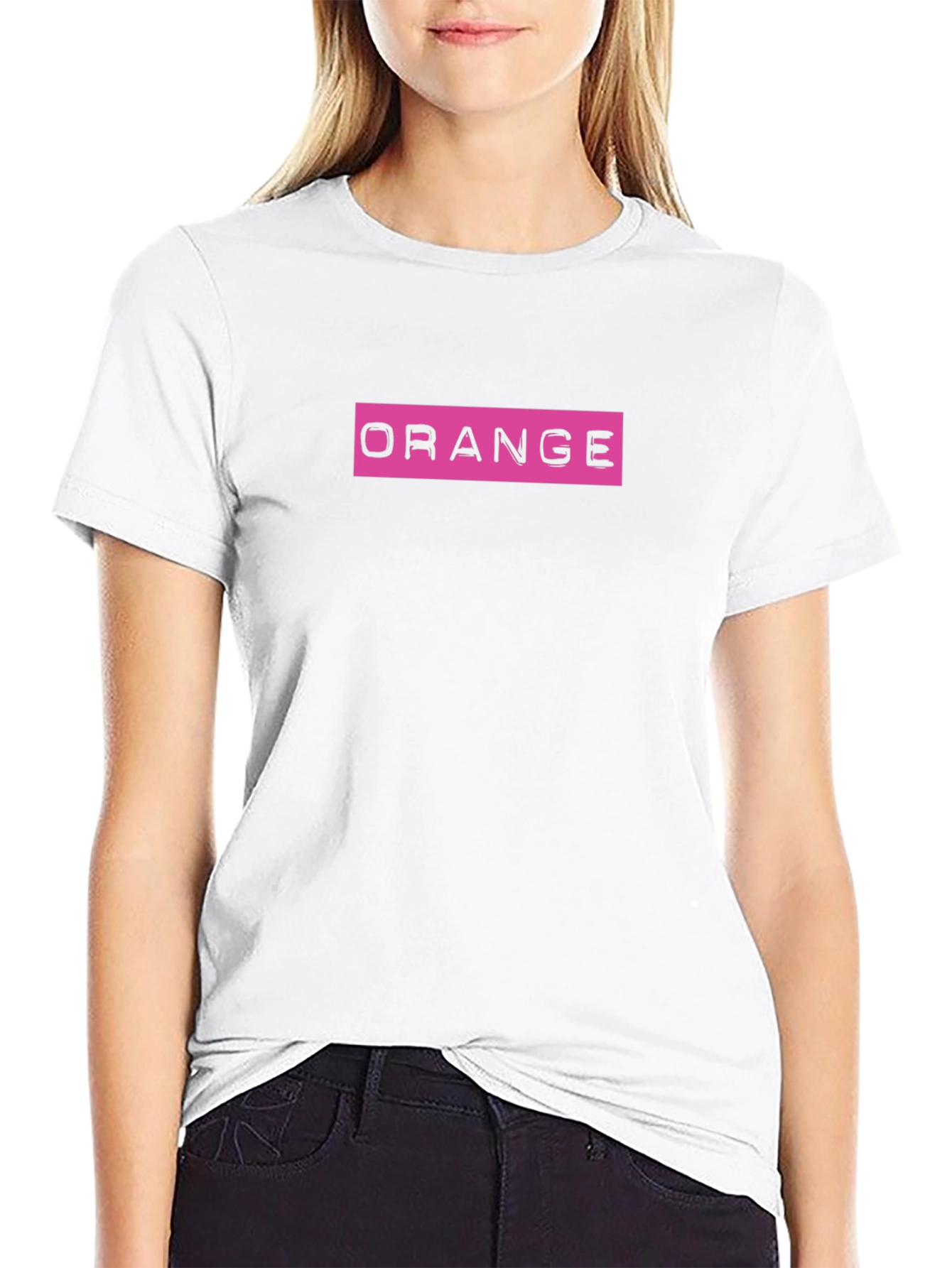 Black Trendy 'Orange' Graphic Print Black T-Shirt view 9