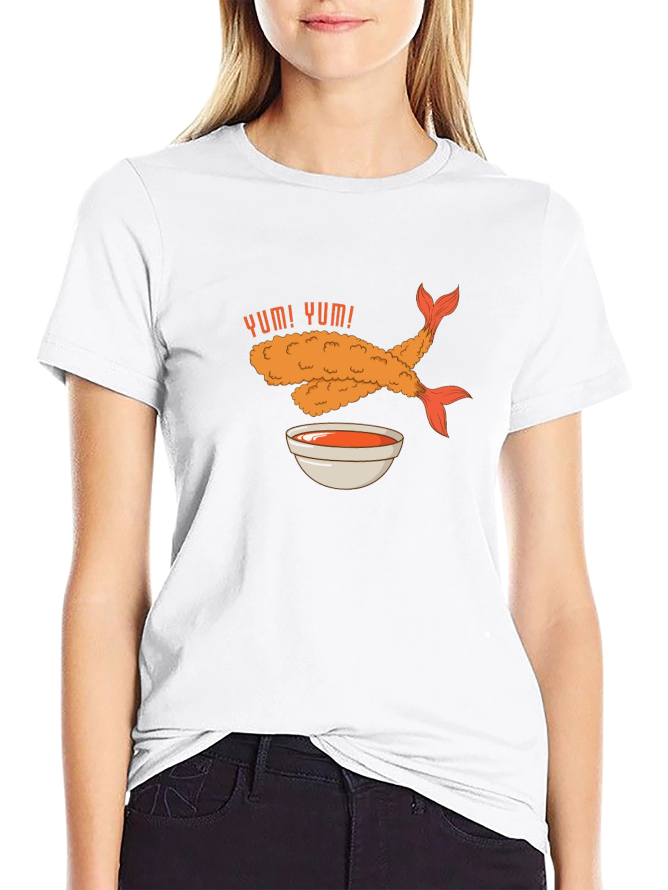Black Yum! Tempura Shrimp Graphic T-Shirt view 9