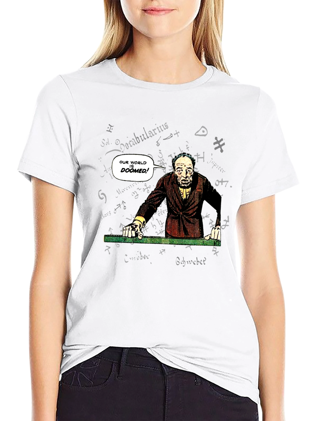 Black Doomed World Graphic T-Shirt - Unique Sci-Fi Design view 9