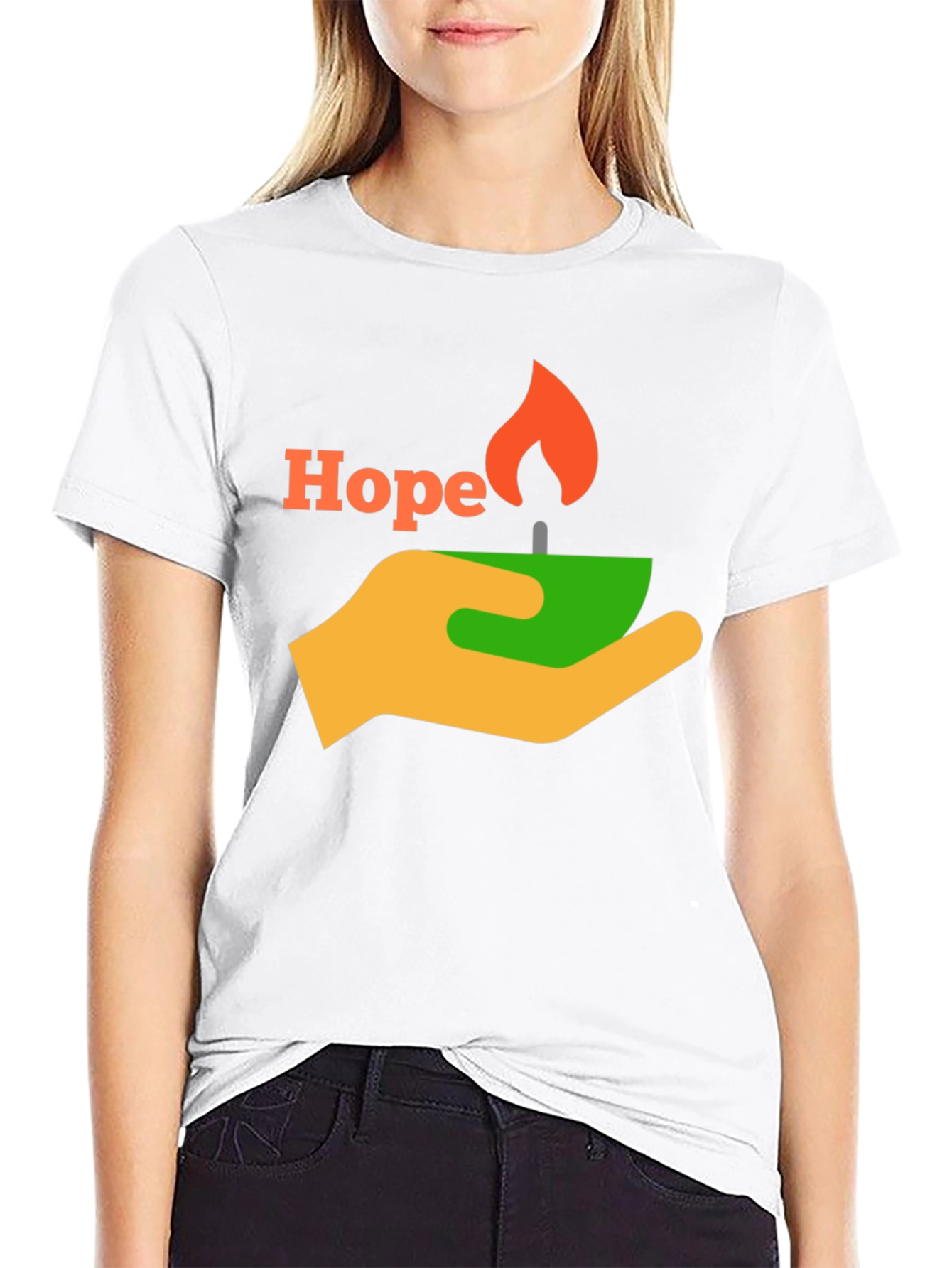 Black Hope T-Shirt - Graphic Tee with Hand and Candle Design view 9