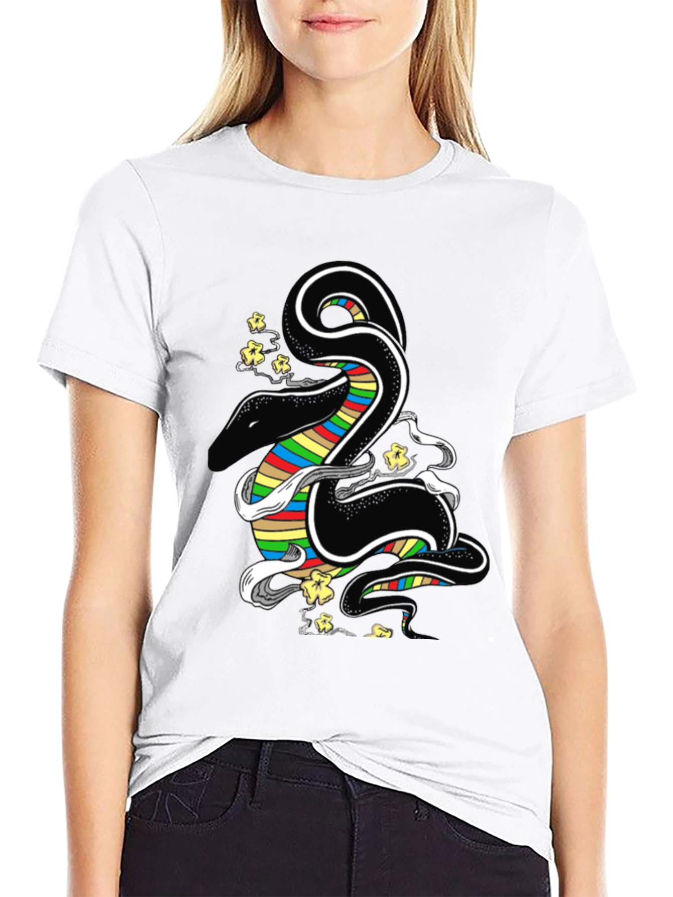 Black Rainbow Snake Graphic T-Shirt - Men's view 9