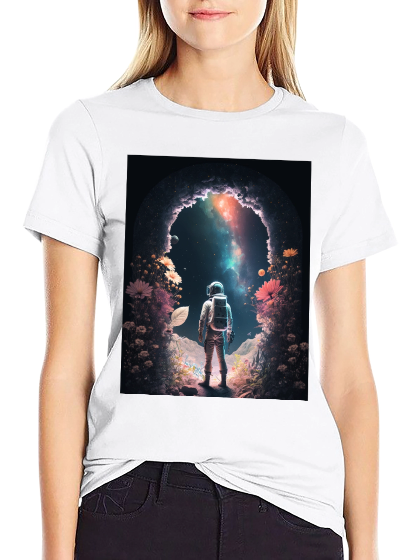 Black Astronaut Galaxy Portal Graphic Tee - Black view 9