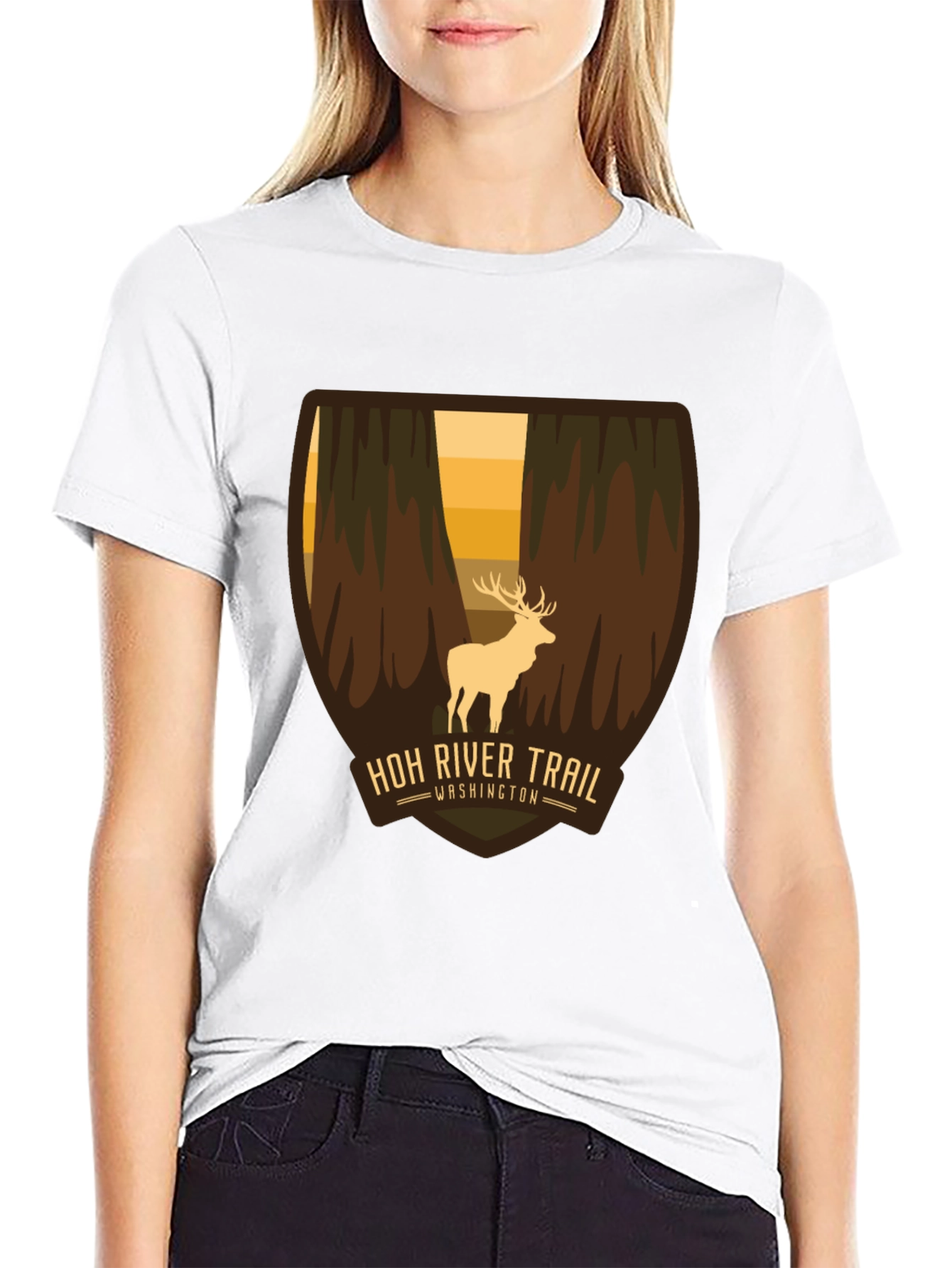 Black Hoh River Trail Washington Graphic Tee view 9