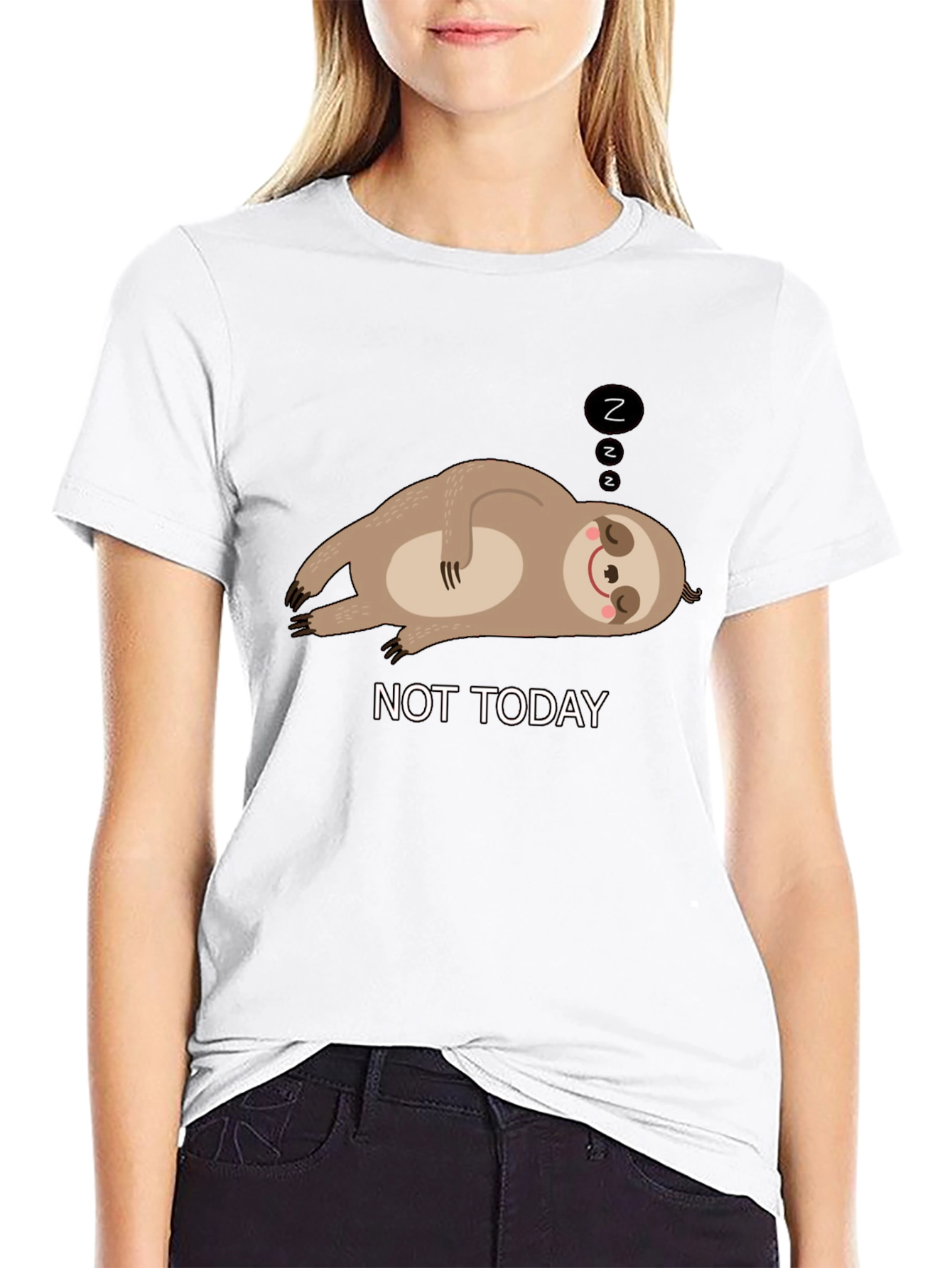 Black Not Today Sloth Graphic Tee - Relaxed Fit T-Shirt view 9