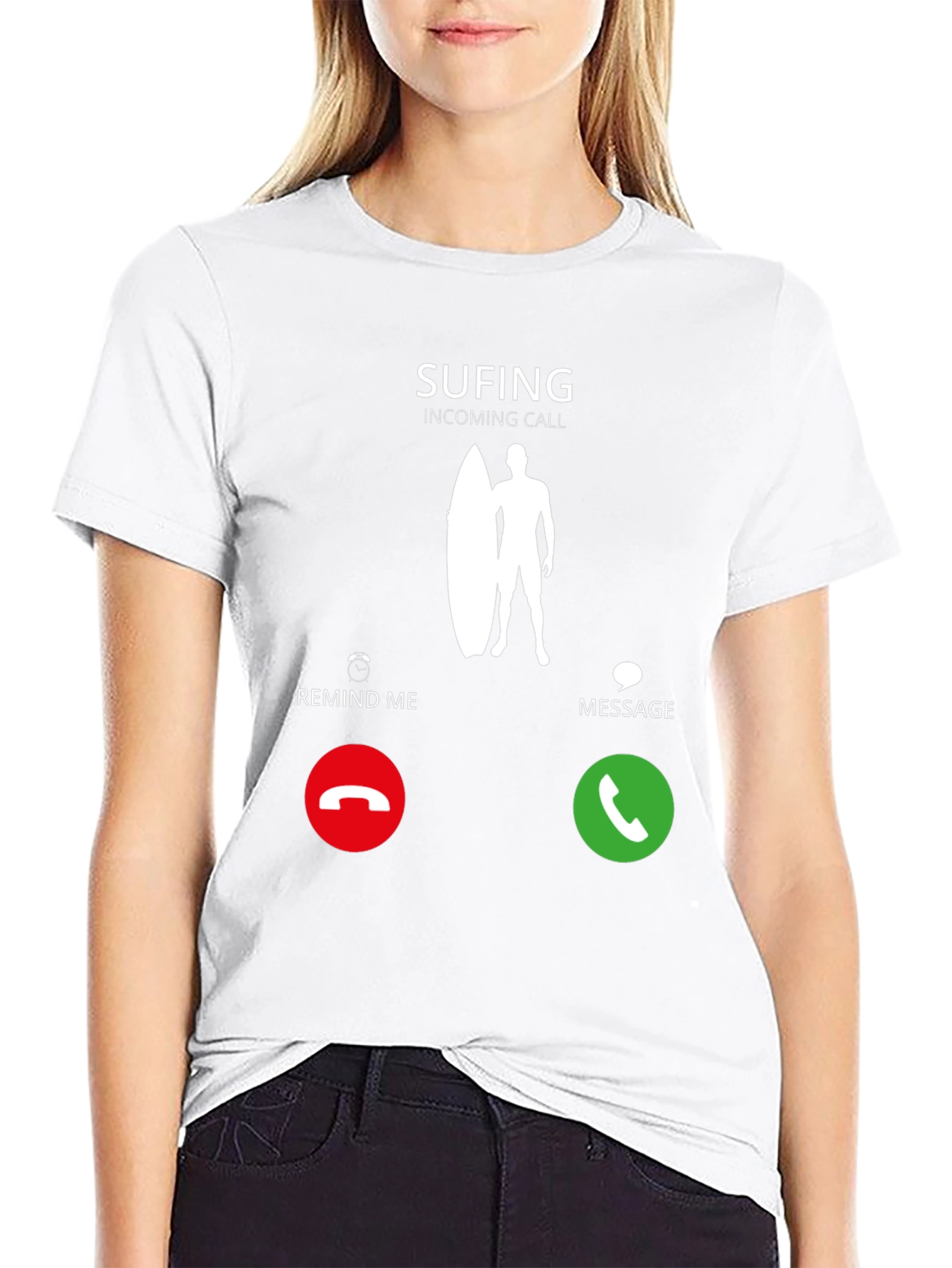 Black Surfing Incoming Call T-Shirt - Surf's Up! view 9