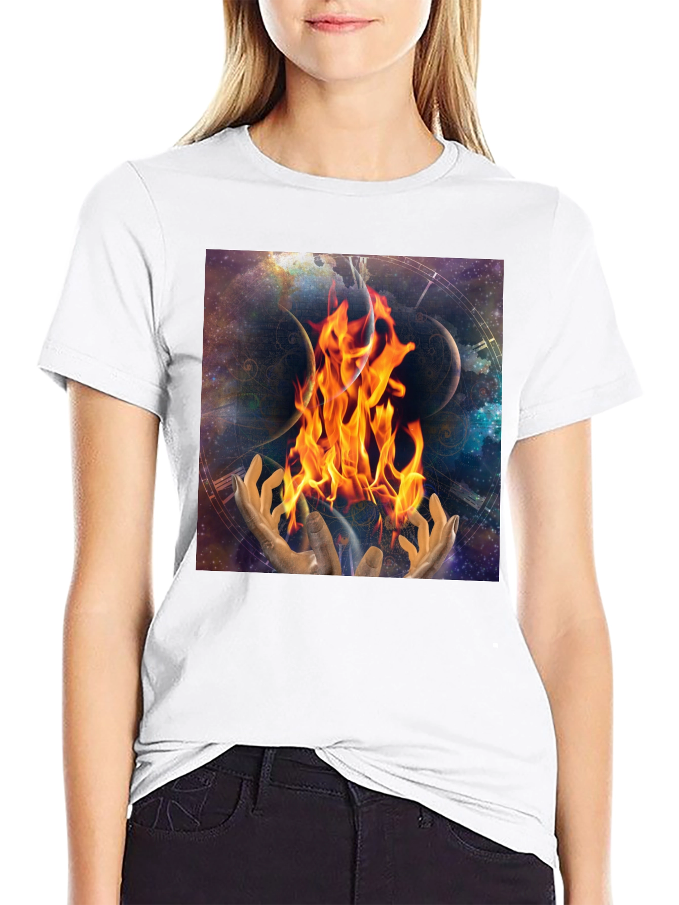 Black Cosmic Fire Black T-Shirt view 9